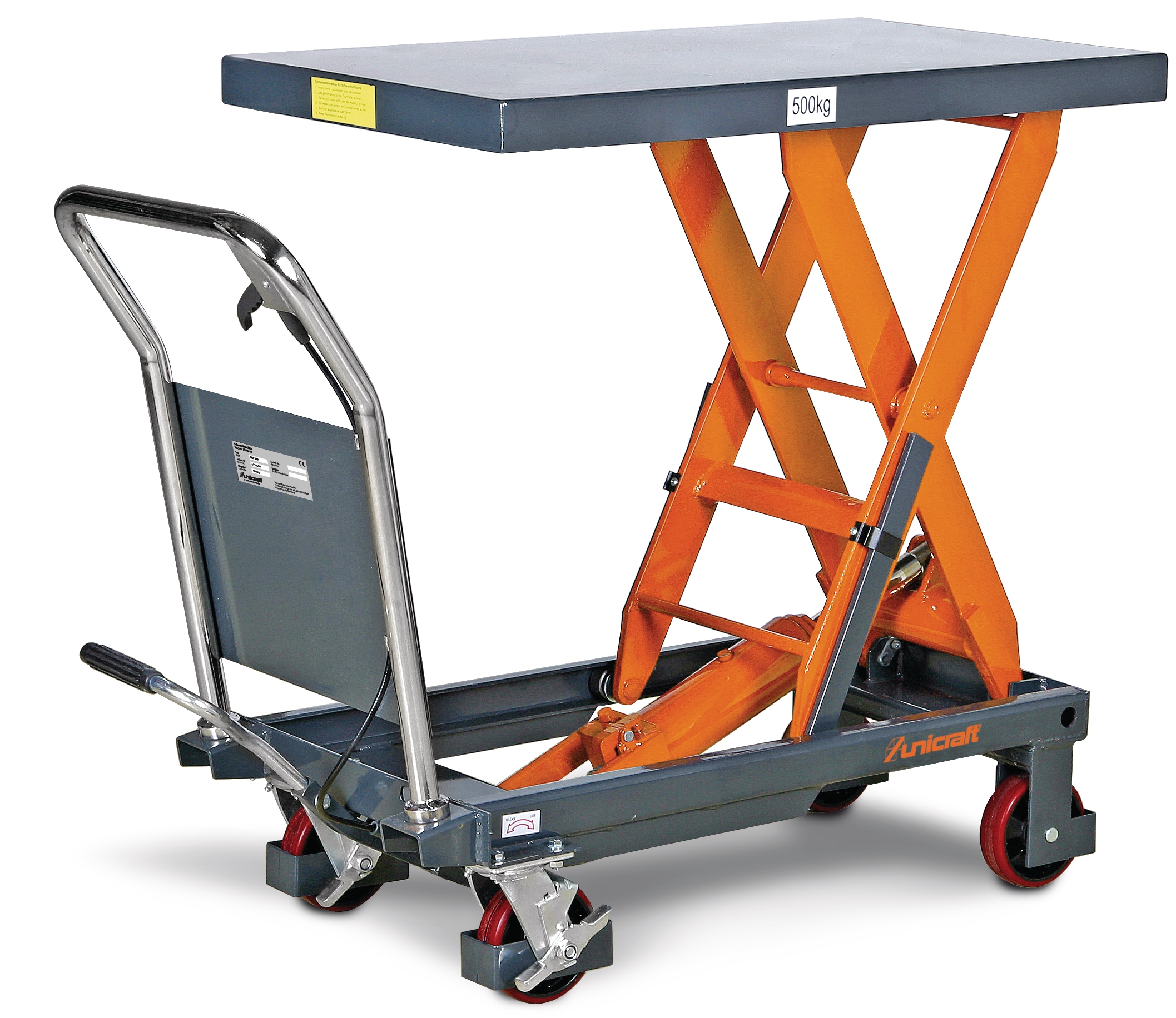 Unicraft Scherenhubtischwagen FHT 500 f&uuml;r 500 kg H&auml;he min. 340 mm - max. 900 mm 