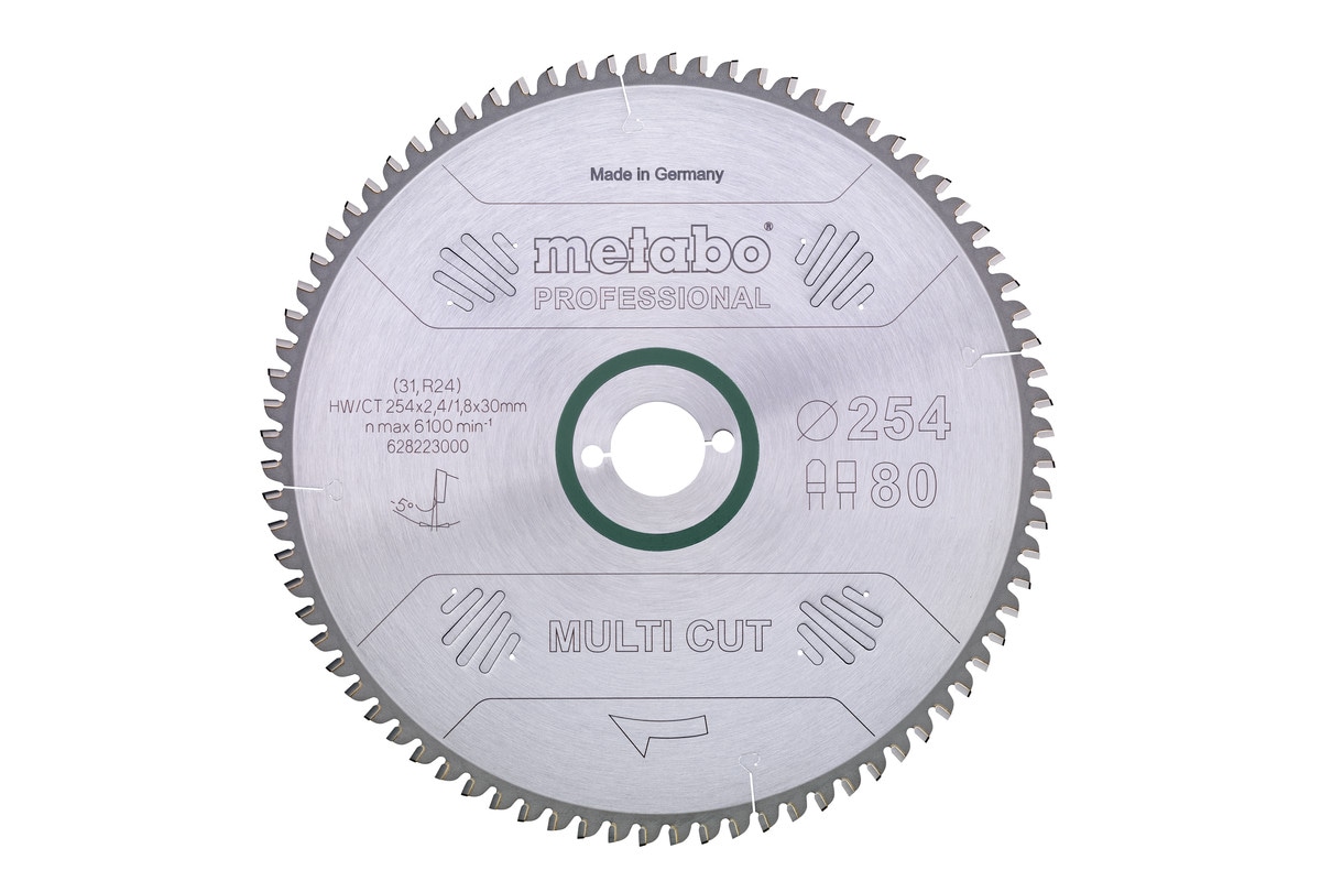 Metabo Kreiss&auml;geblatt HW/CT 254x30x2,4 S&auml;geblatt 1,8 80 Z&auml;hne, f&uuml;r Holz + Metall 