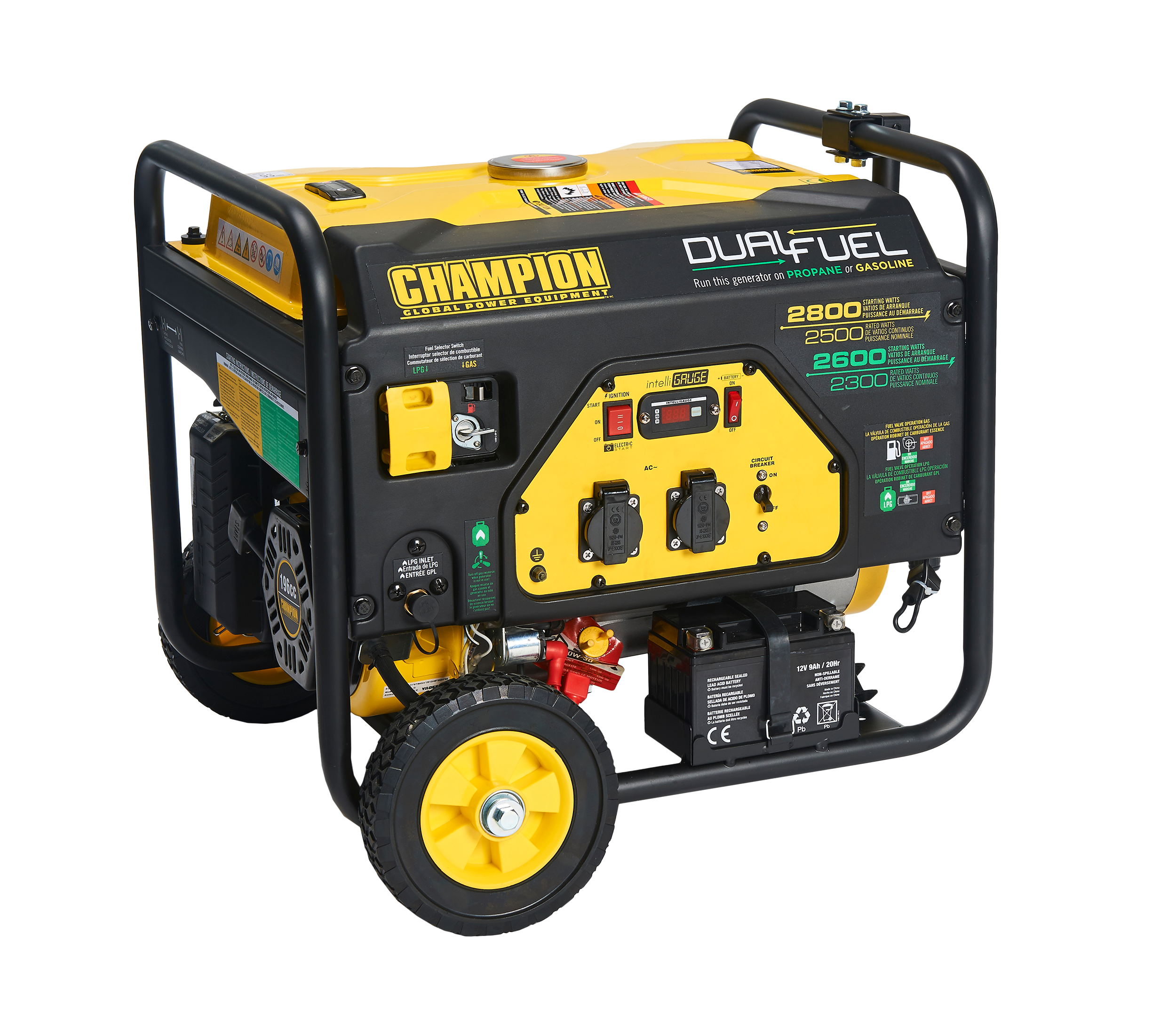 Champion Power Equipment Stromaggregat Benzin+Gas 2800 Watt, tragbarer Generator 