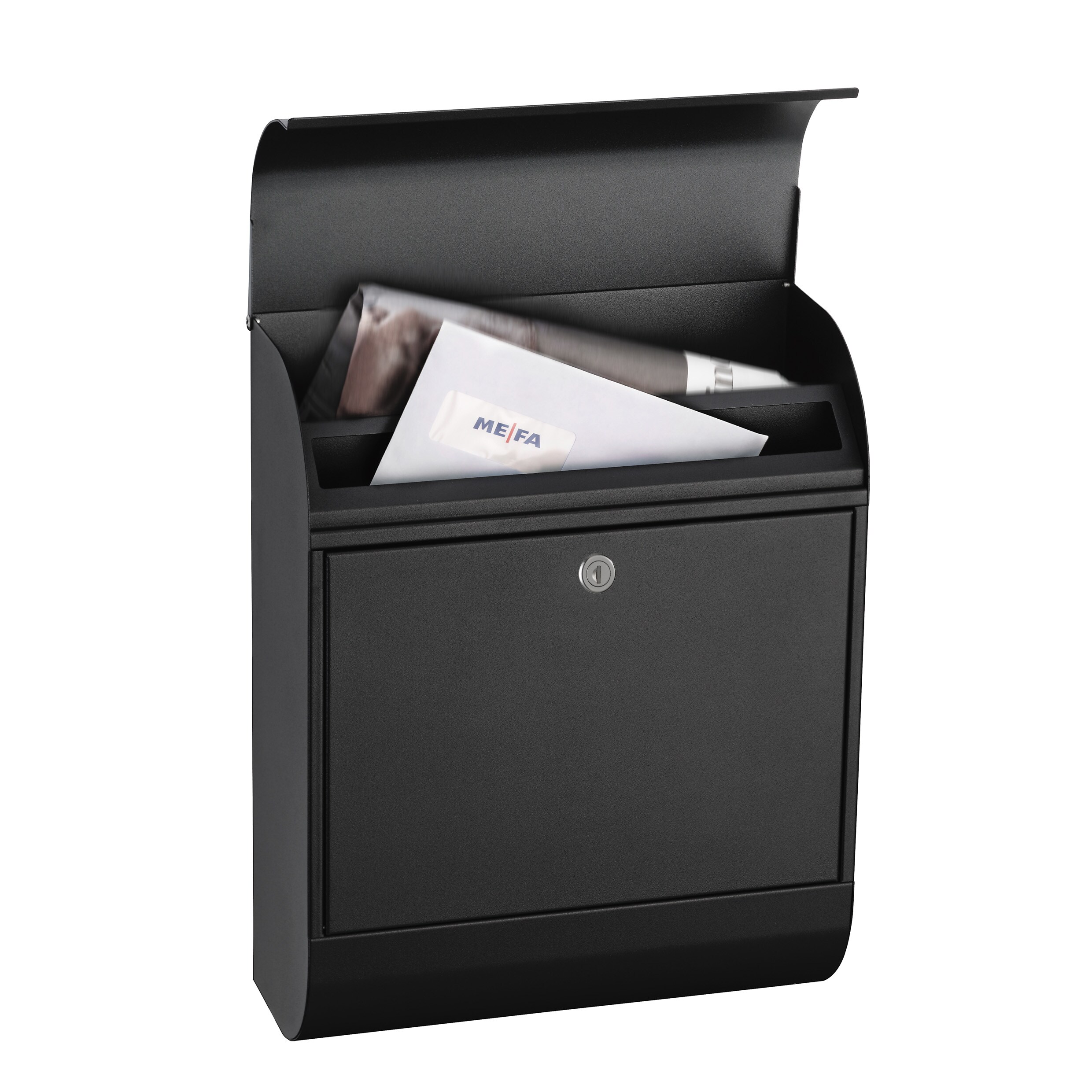 MEFA Briefkasten Pearl 872 Tiefschwarz Einwurfklappe Briefbox Wandbriefkasten 