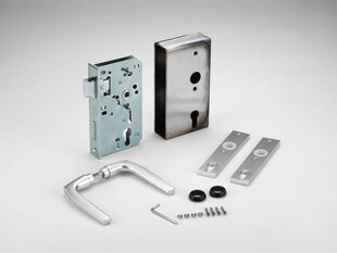 AMF Komplettset Schlosskasten Kastenbreite: 40mm, DornmaÃ?ü 60mm, mit Drücker 