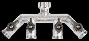 GEKA plus Vierwegeventile mit Außengewinde vier Wasserausgängen 