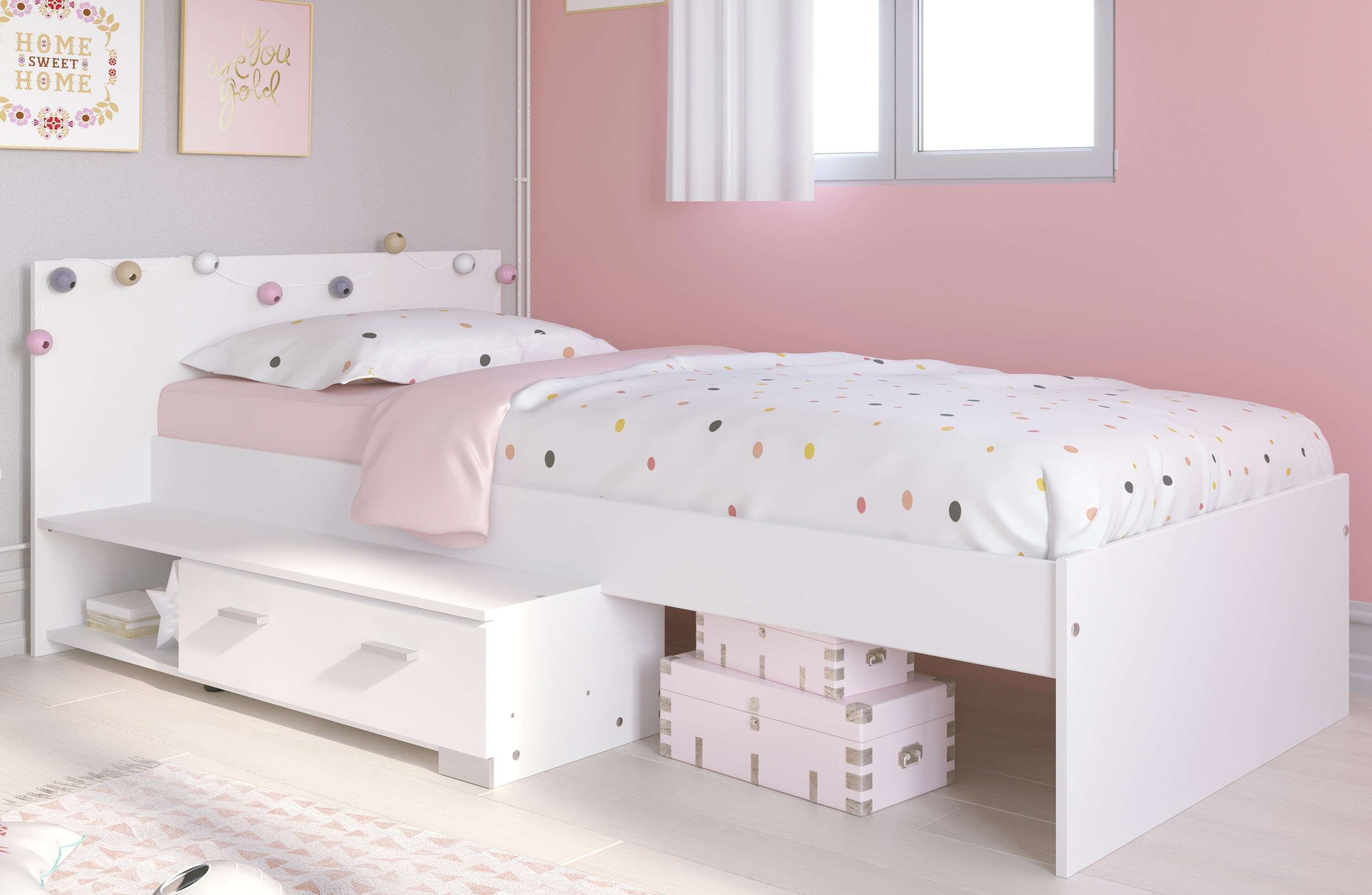 Parisot Stauraumbett "Galaxy 16"  Wei&szlig; 