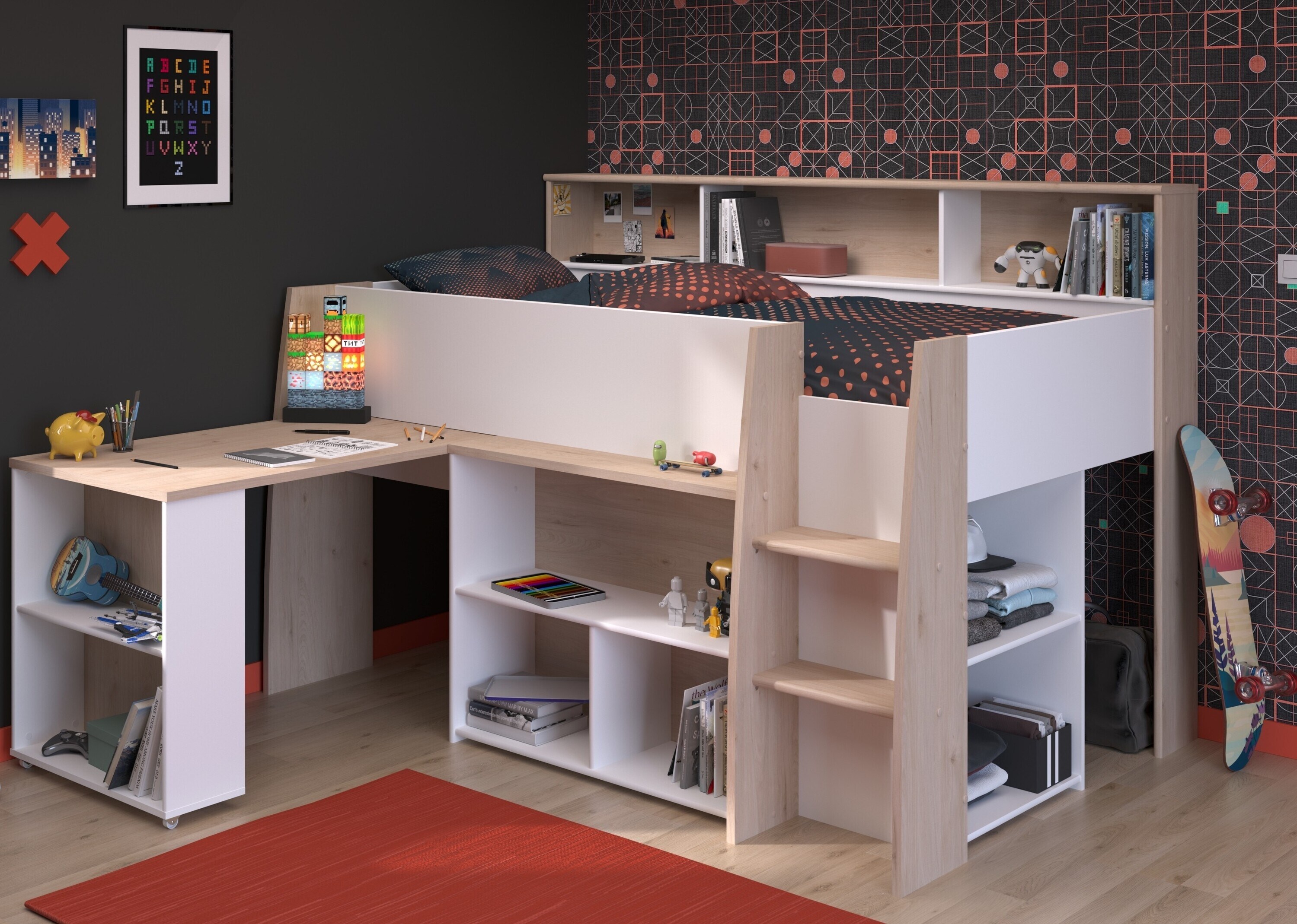 Parisot Hochbett "Lucas" Japanische Eiche 