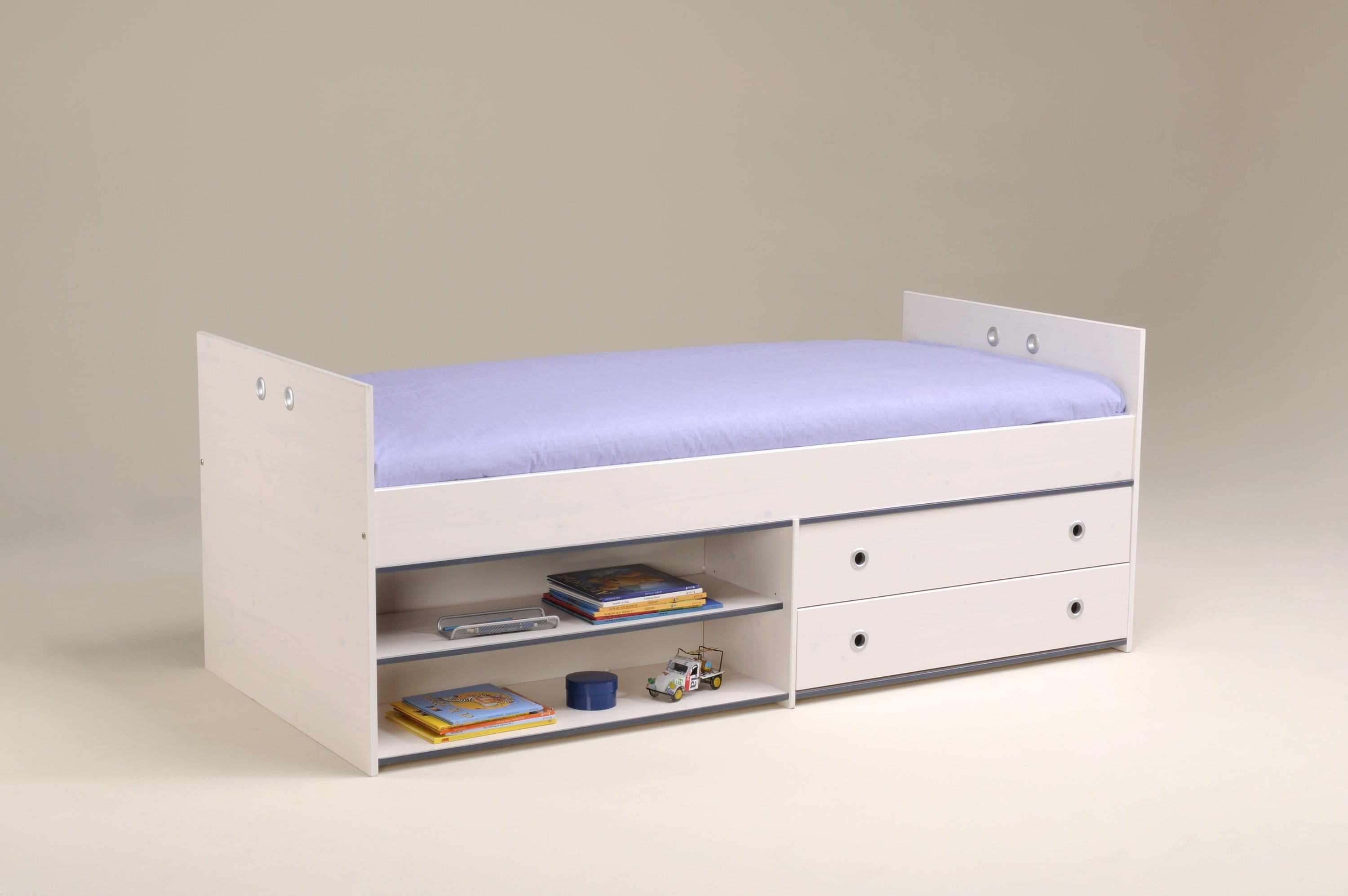 Parisot Einzelbett mit Stauraum "Smoozy 5" Wei&szlig; 