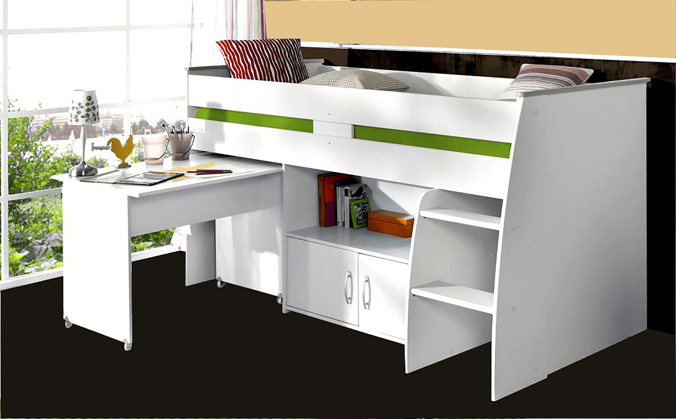 Parisot Multifunktionshochbett mit Schreibtisch "Reverse 1" 