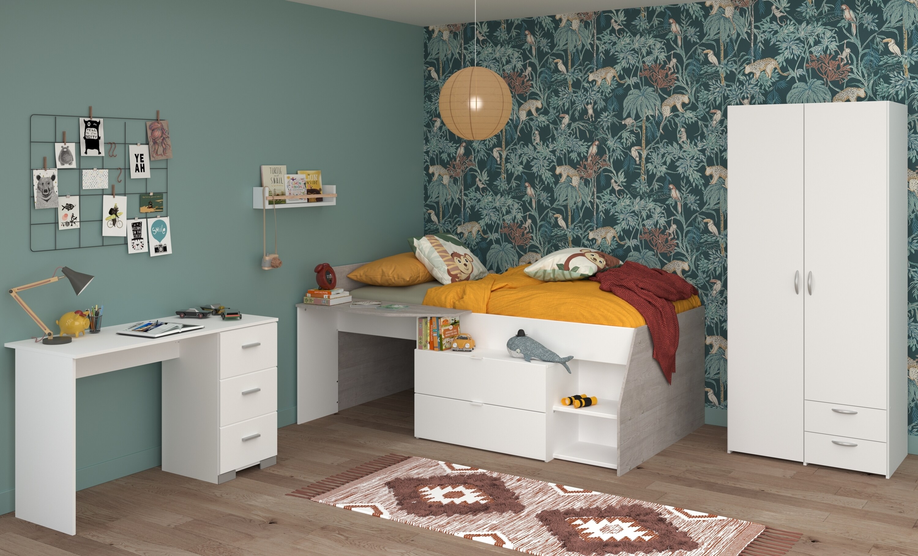 Parisot Kinderzimmer 3-teilig "Milky 13" Wei&szlig; / Grey Loft 