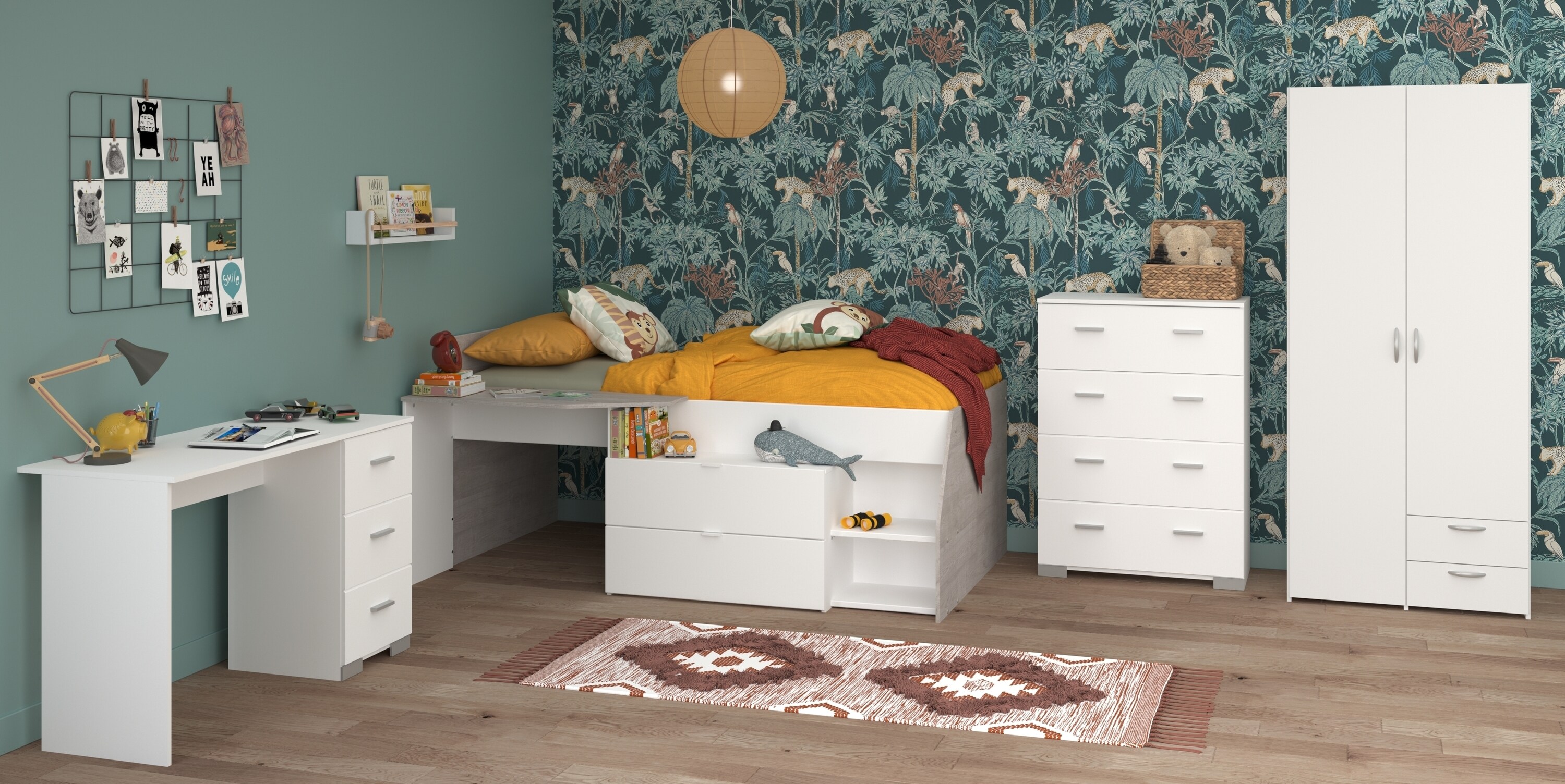 Parisot Kinderzimmer 4-teilig "Milky 11" Wei&szlig; / Grey Loft 