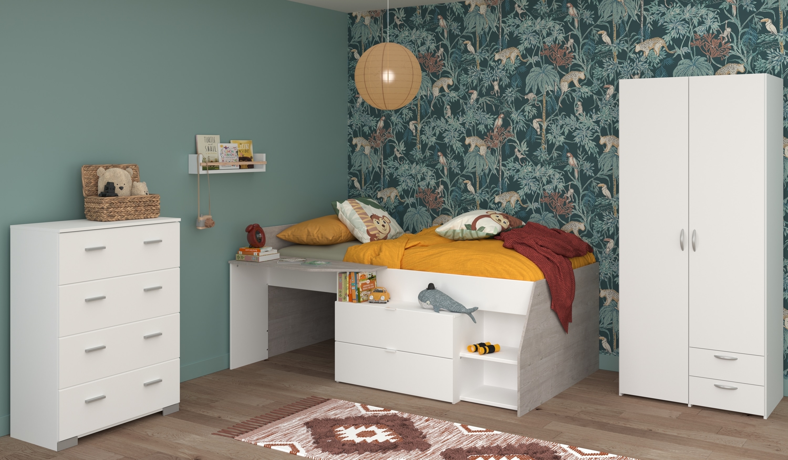 Parisot Kinderzimmer 3-teilig "Milky 12" Wei&szlig; / Grey Loft 