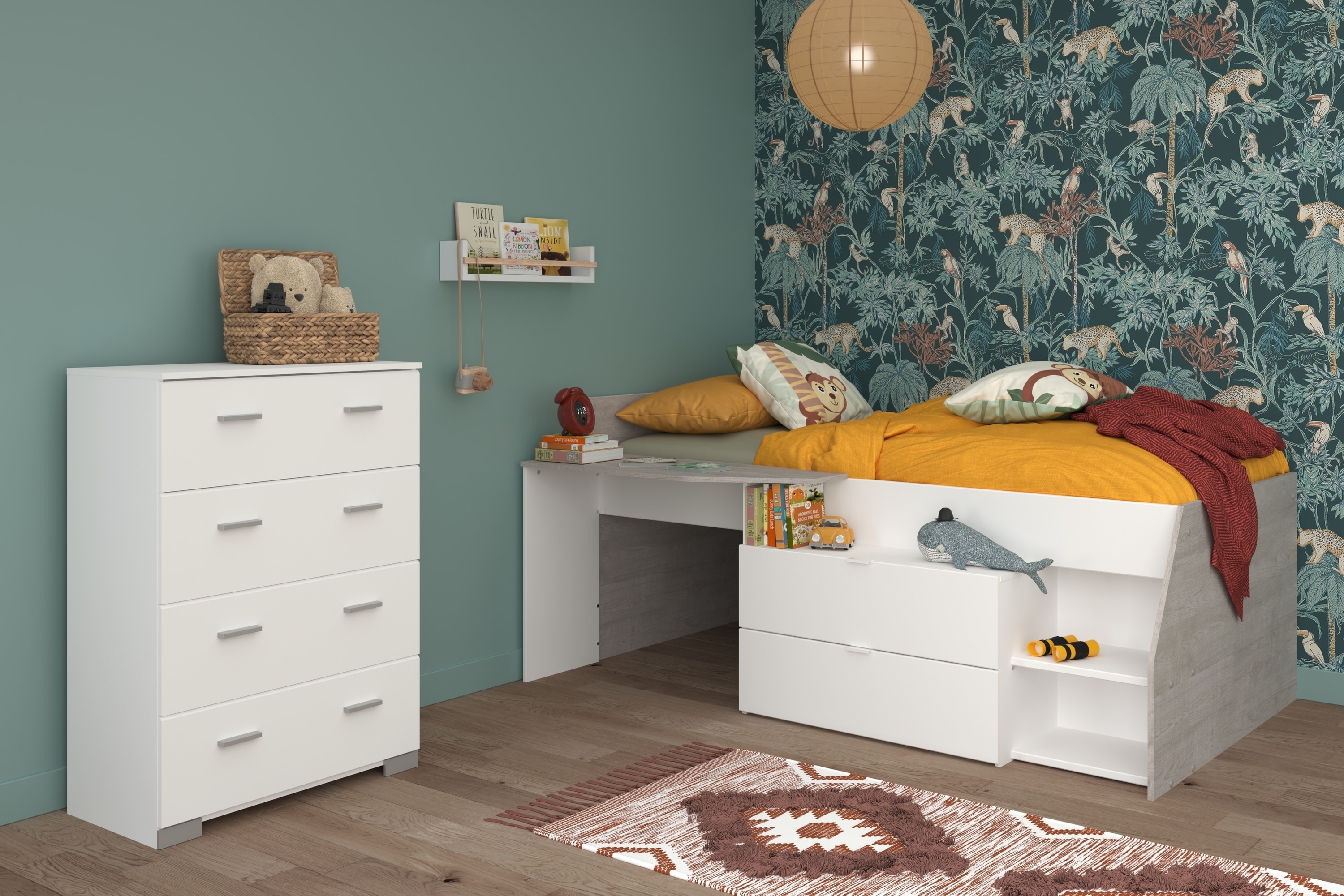 Parisot Kinderzimmer 2-teilig "Milky 16" Wei&szlig; / Grey Loft 