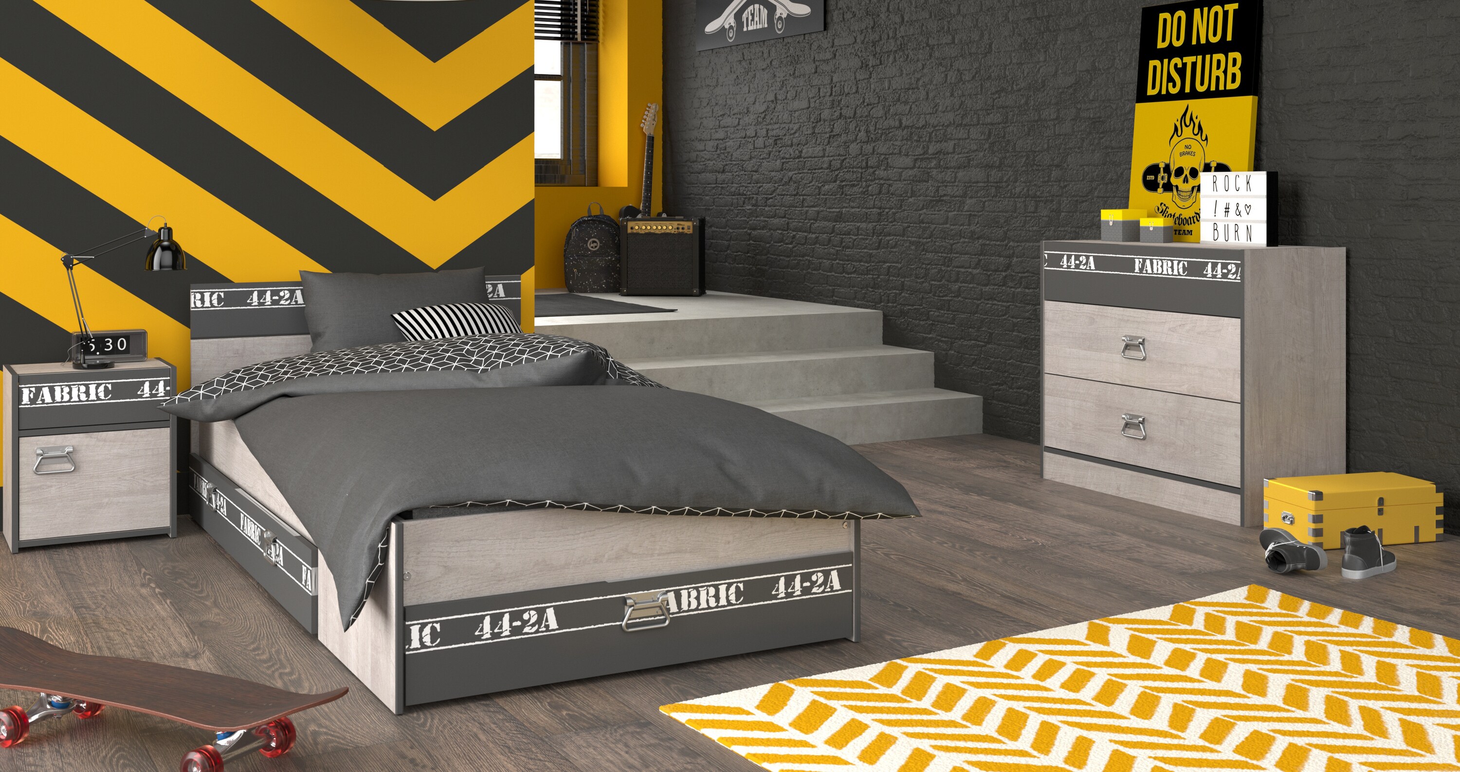 Parisot Kinder- und Jugendzimmer 4-tlg "Fabric 14" Esche-grau 