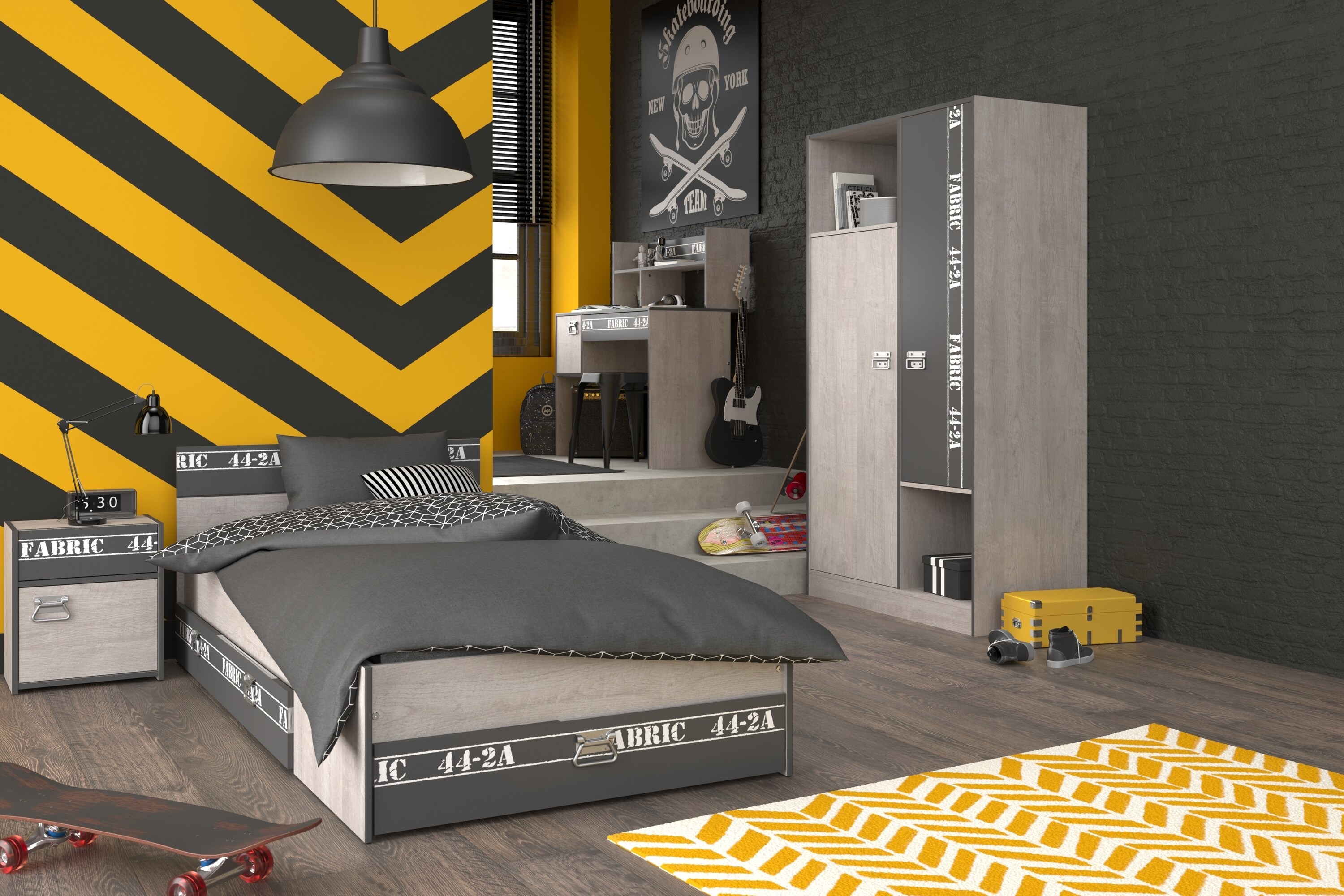 Parisot Kinder- und Jugendzimmer 5-tlg "Fabric 12" Esche-grau 