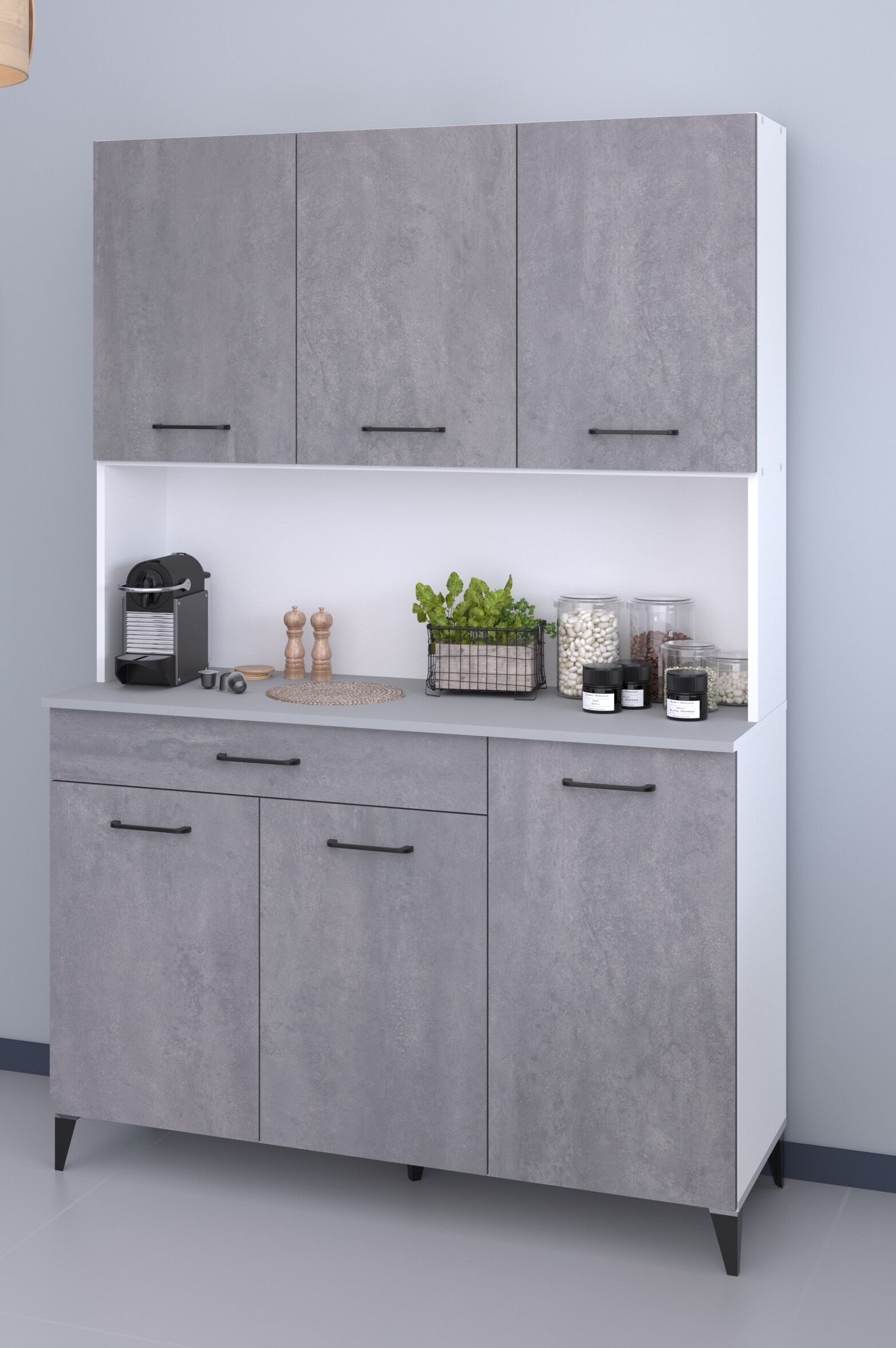 Parisot K&uuml;chenbuffet "Malice 11" Wei&szlig; / Beton Optik hell 