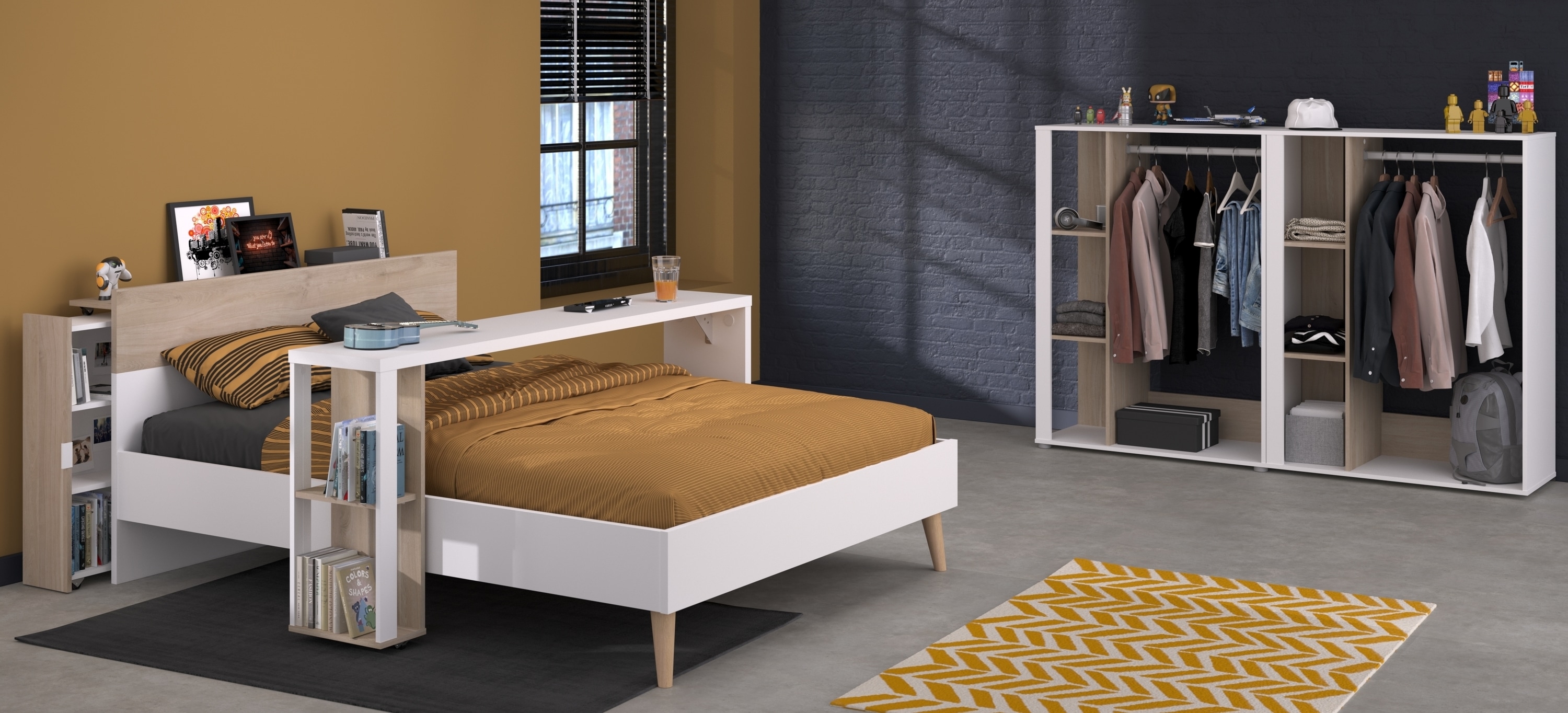 Parisot Kinderzimmer-Set 5-teilig "Aalborg 13a" Wei&szlig; / Japanische Eiche 