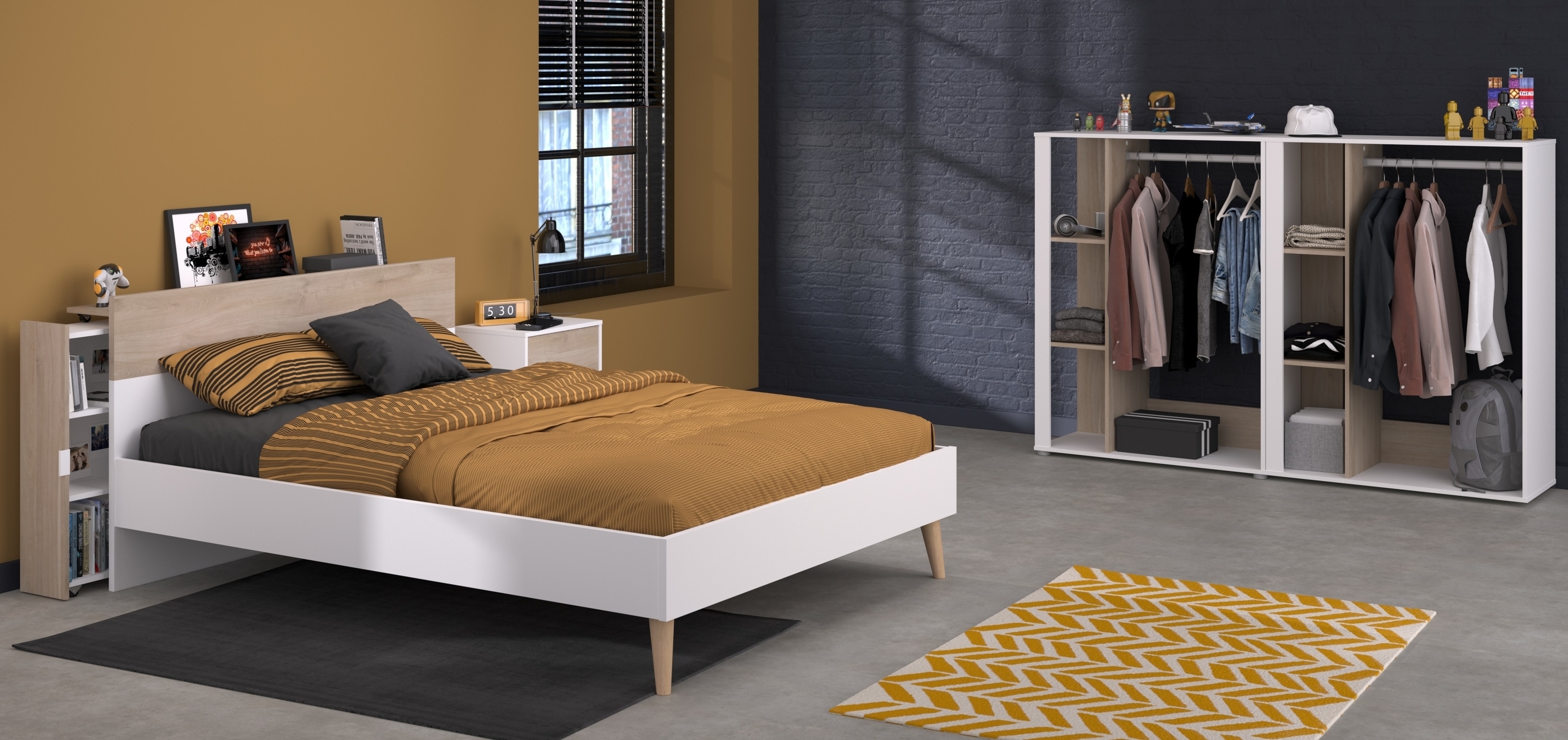 Parisot Kinderzimmer-Set 5-teilig "Aalborg 13" Wei&szlig; / Japanische Eiche 