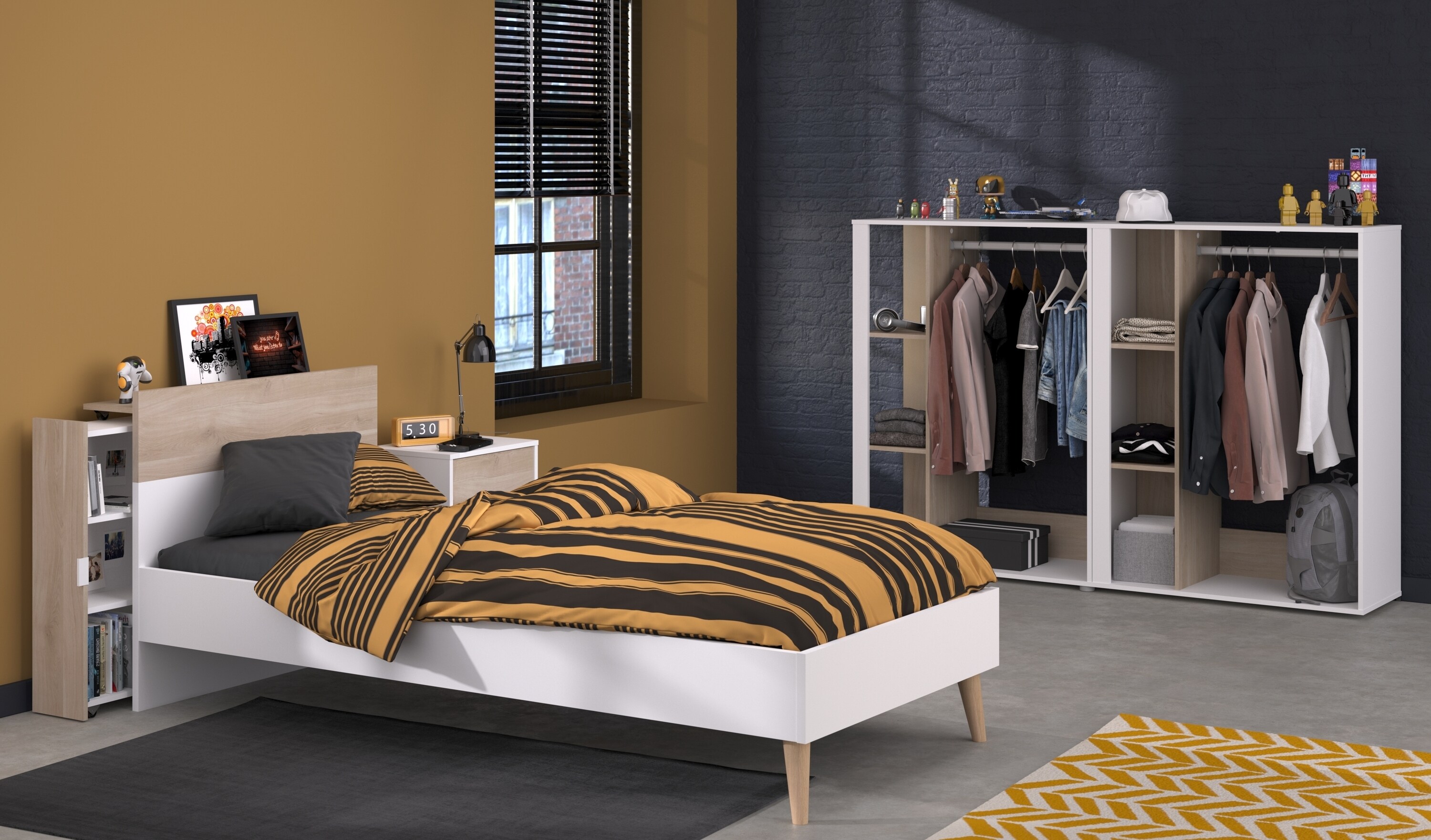 Parisot Kinderzimmer-Set 5-teilig "Aalborg 6" Wei&szlig; / Japanische Eiche 