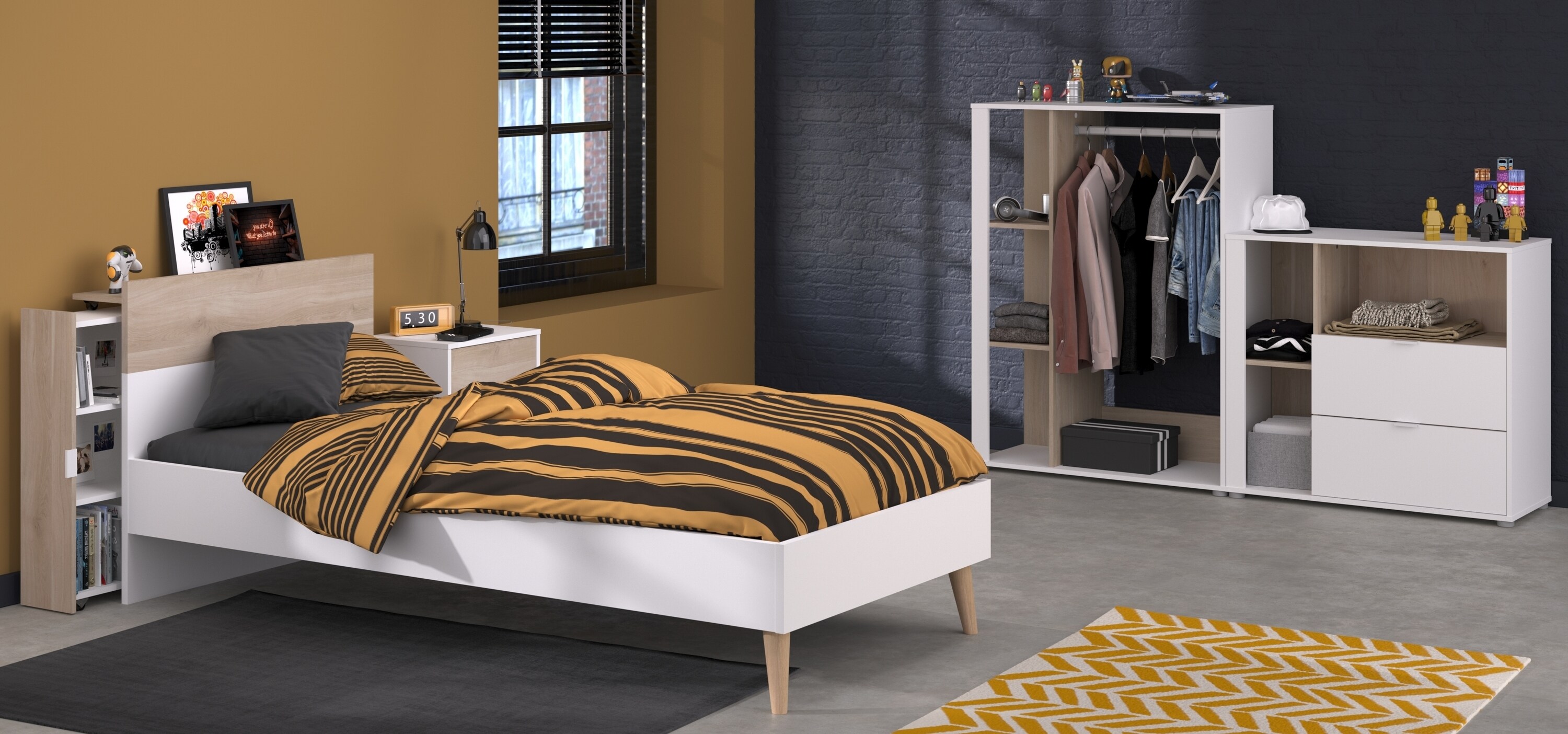 Parisot Kinderzimmer-Set 5-teilig "Aalborg 5" Wei&szlig; / Japanische Eiche 