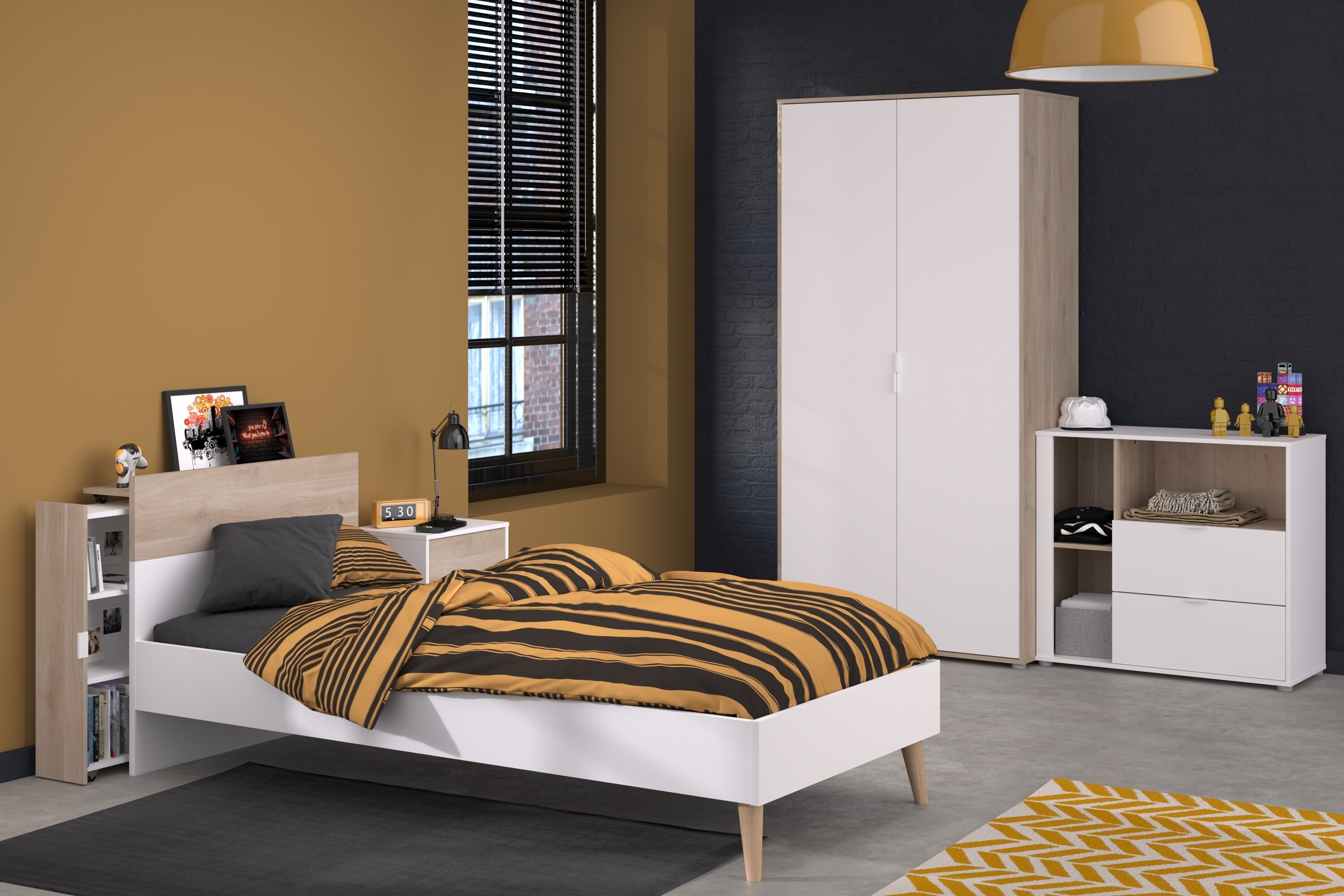 Parisot Kinderzimmer-Set  5-teilig "Aalborg 2" Wei&szlig; / Japanische Eiche 