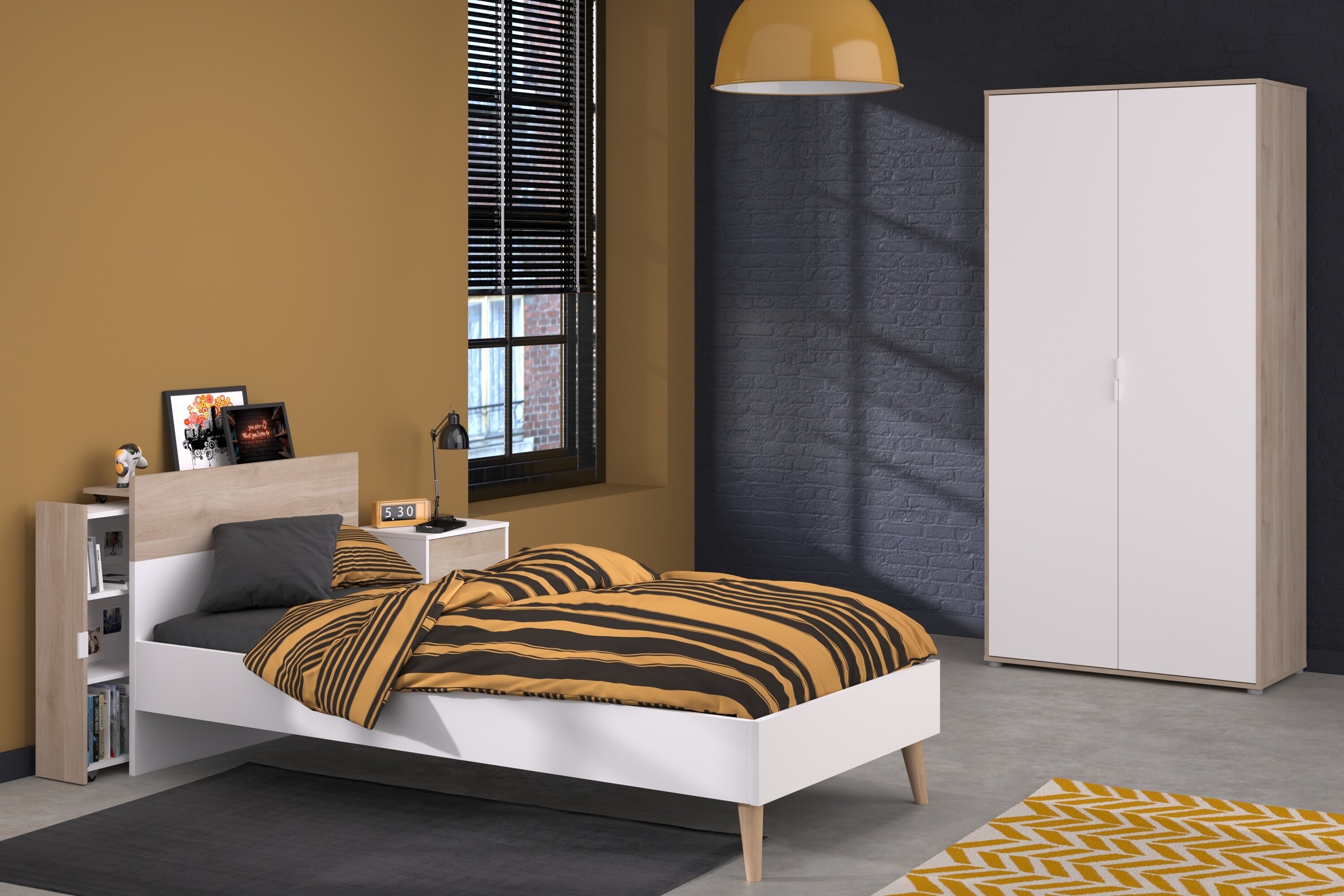 Parisot Kinderzimmer-Set  4-teilig "Aalborg 3" Wei&szlig; / Japanische Eiche 