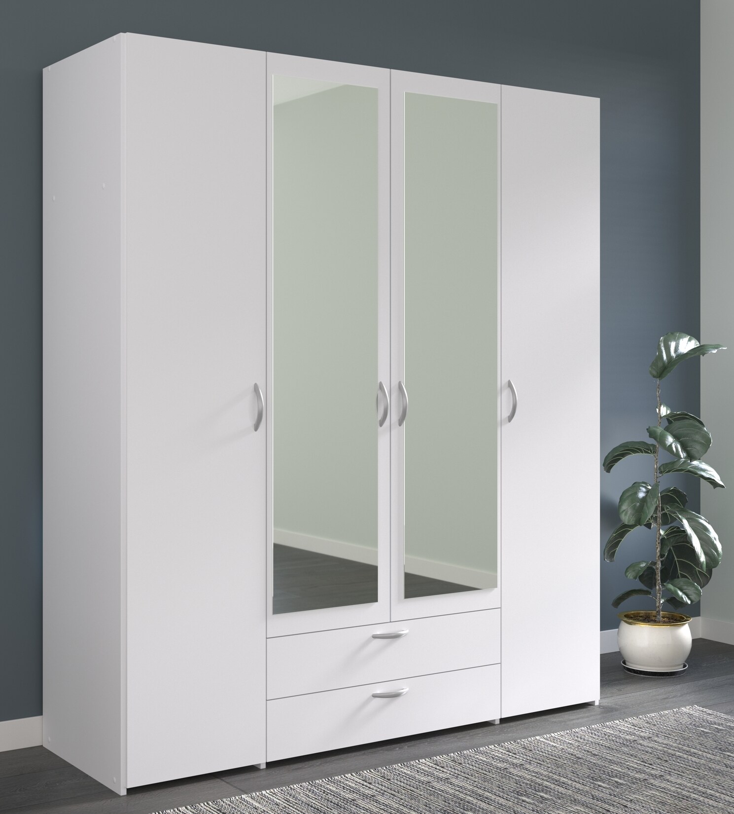 Parisot Kleiderschrank 4-türig "Daily 3" mit Spiegel