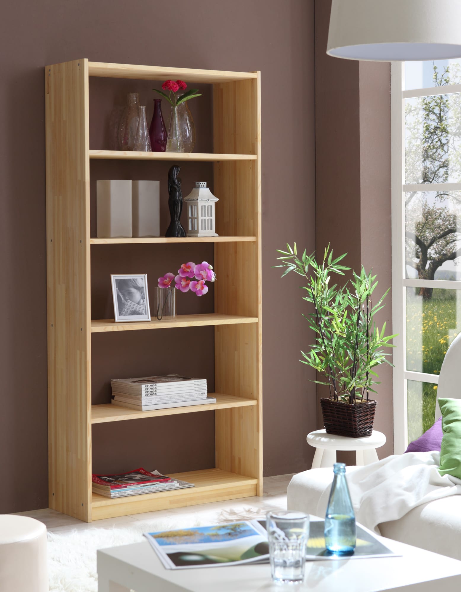 TiCAA Standregal B&uuml;cherregal Kiefer Natur H179cm 