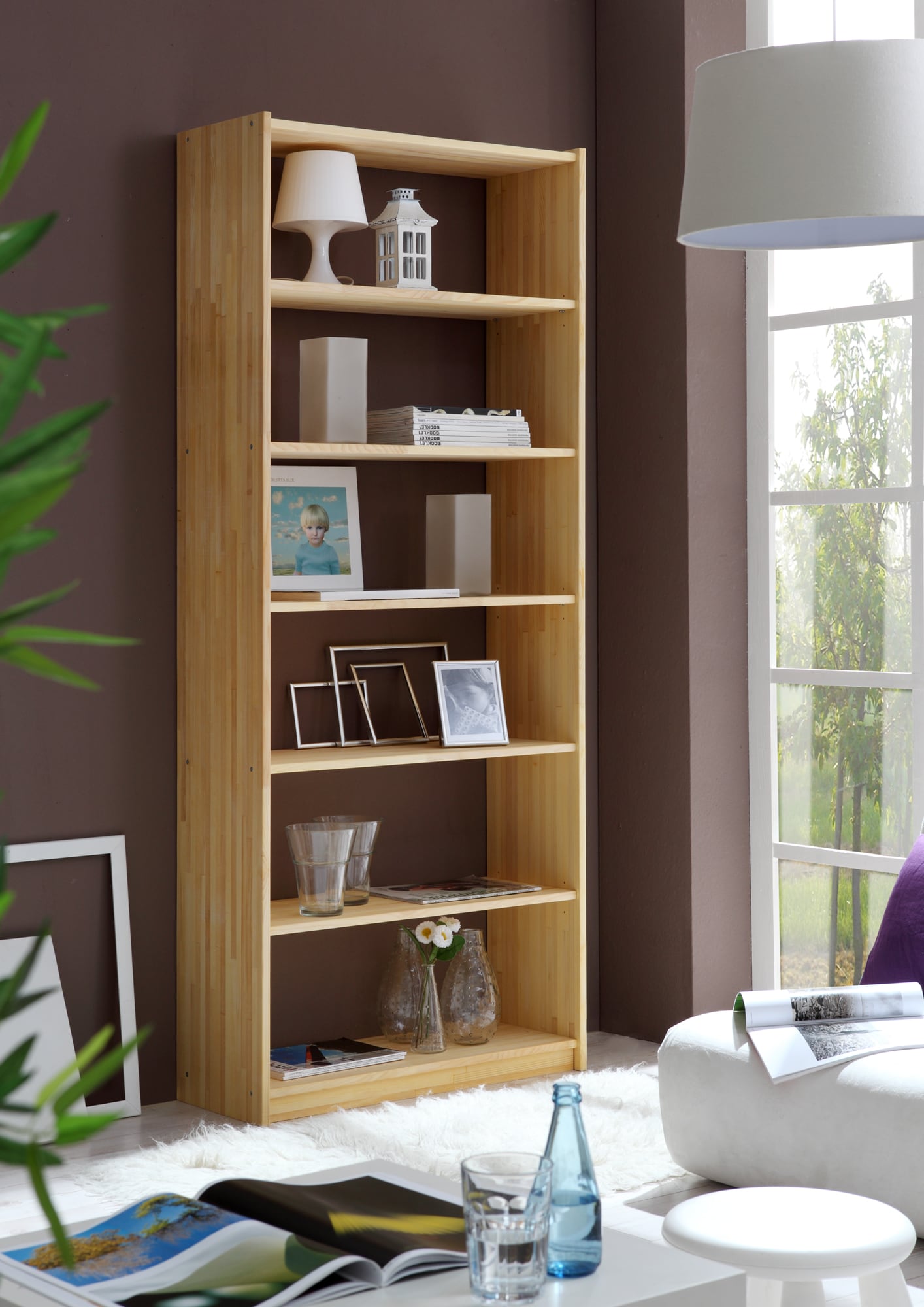 TiCAA Standregal B&uuml;cherregal Kiefer Natur H214 cm 