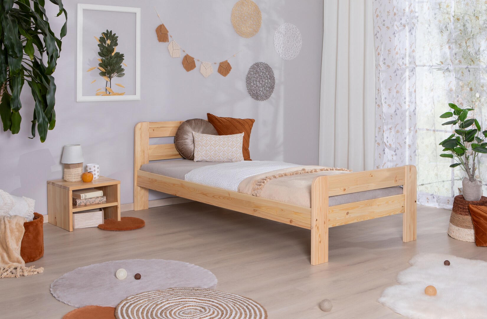 TiCAA Massivholz Einzelbett Bert Kiefer Natur