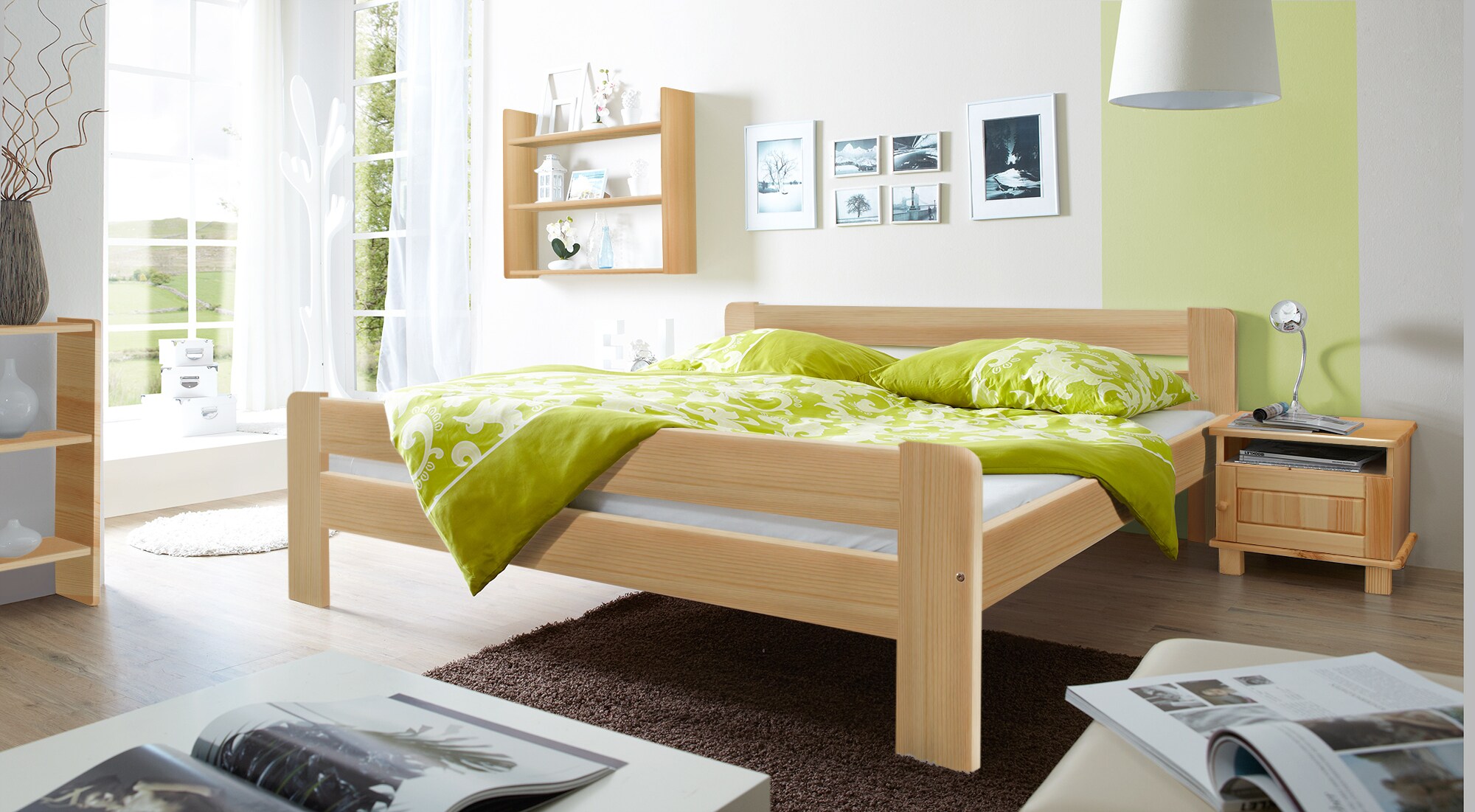 TiCAA Massivholz Einzelbett Bert Kiefer Natur 