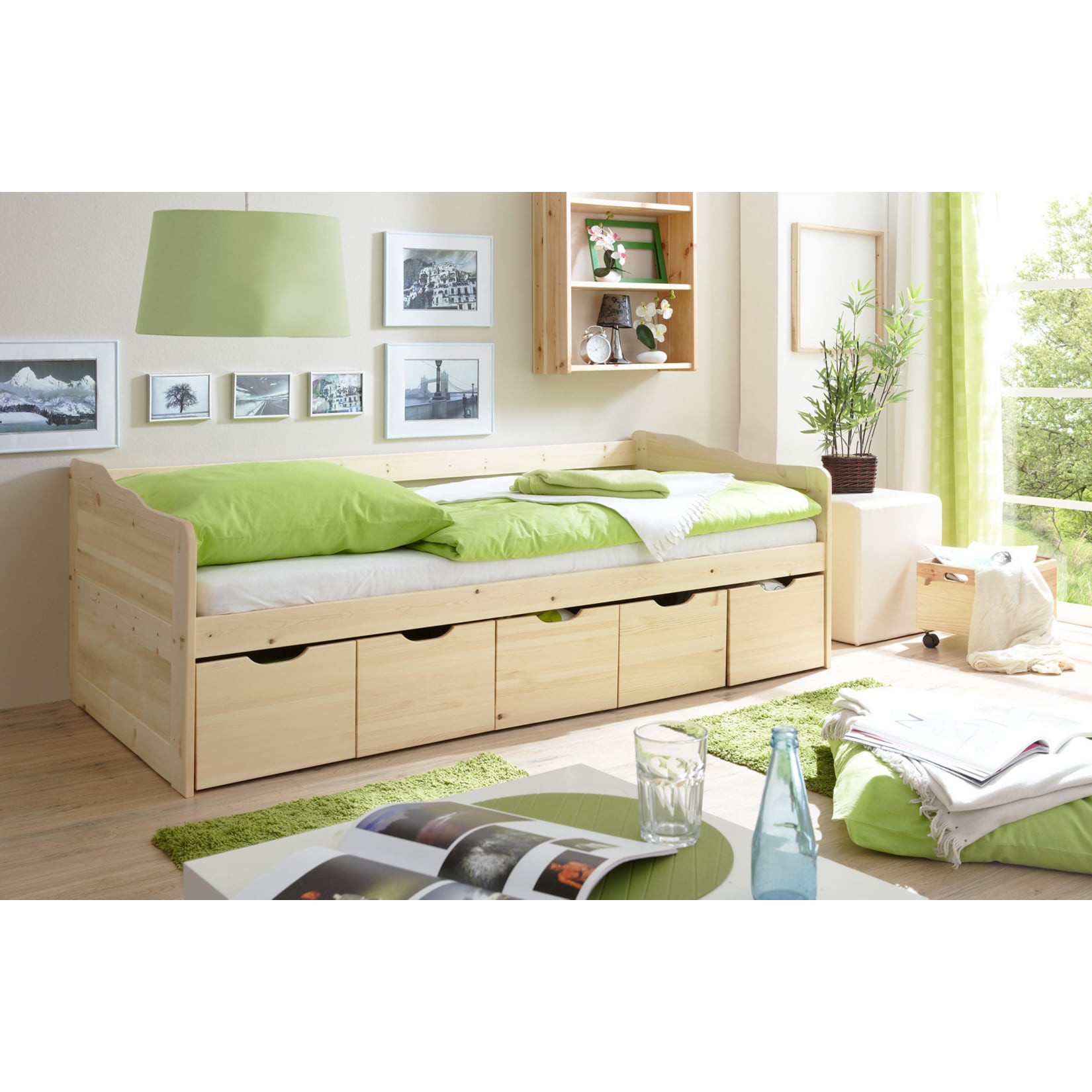 TiCAA Sofabett Maria Massivholz Natur 