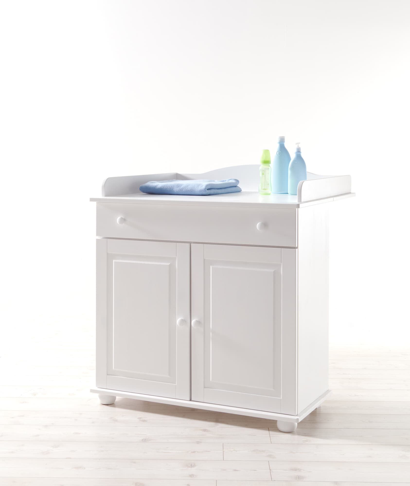 TiCAA Baby Wickelkommode Adam Kiefer Wei&szlig; 