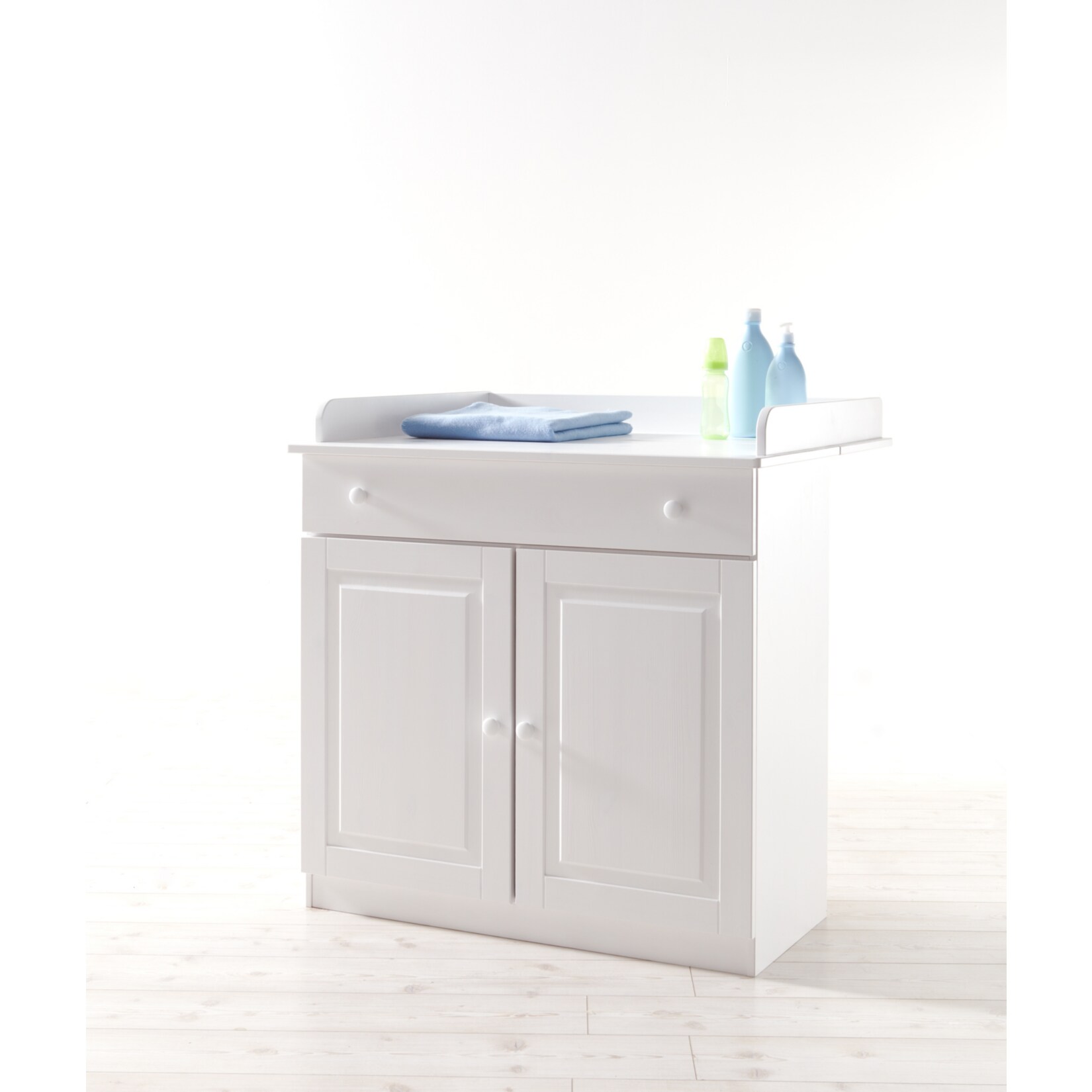 TiCAA Baby Wickelkommode Moritz Kiefer Wei&szlig; 