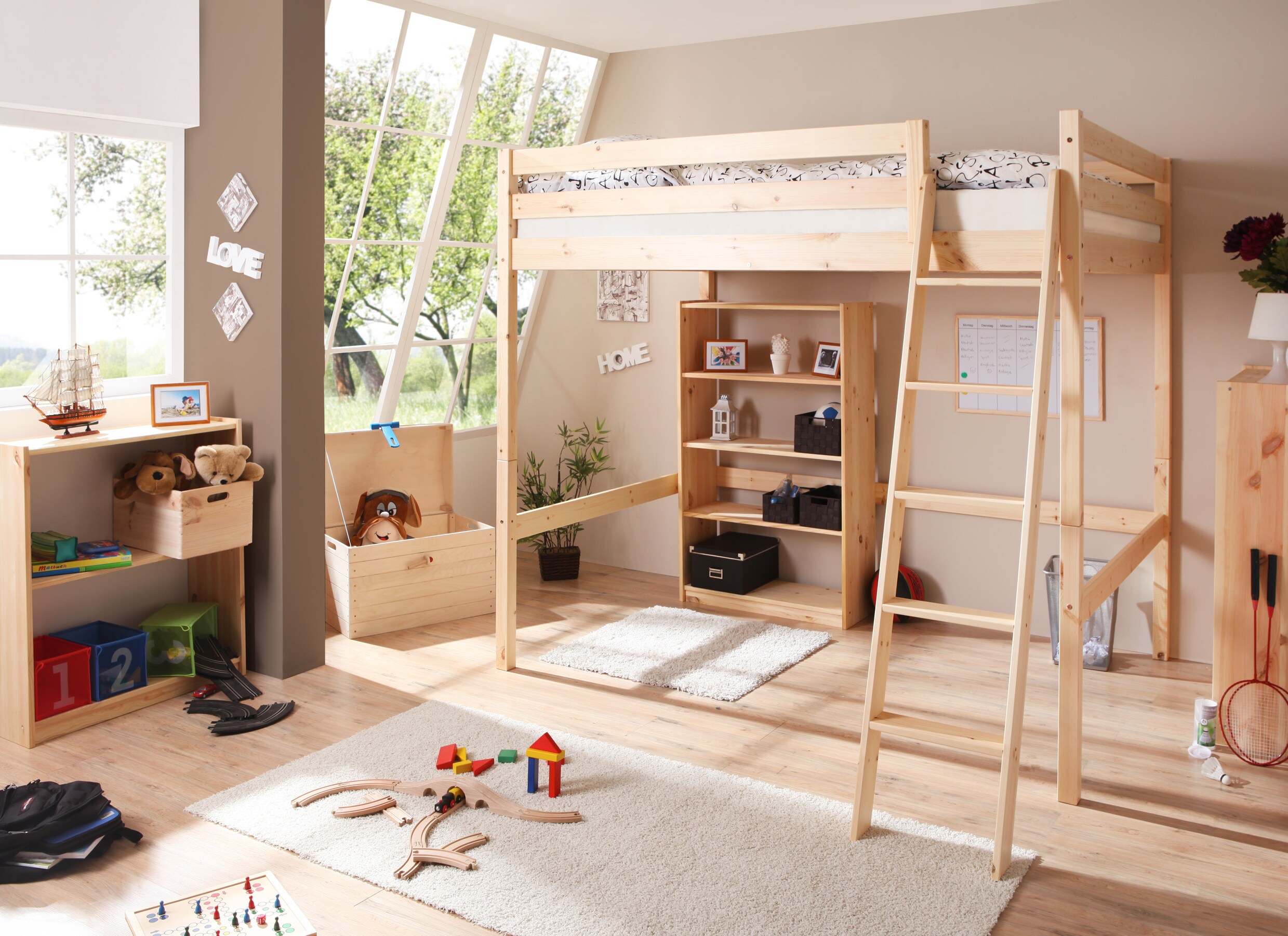 TiCAA Hochbett Matthias 140 x 200 Kiefer Natur 