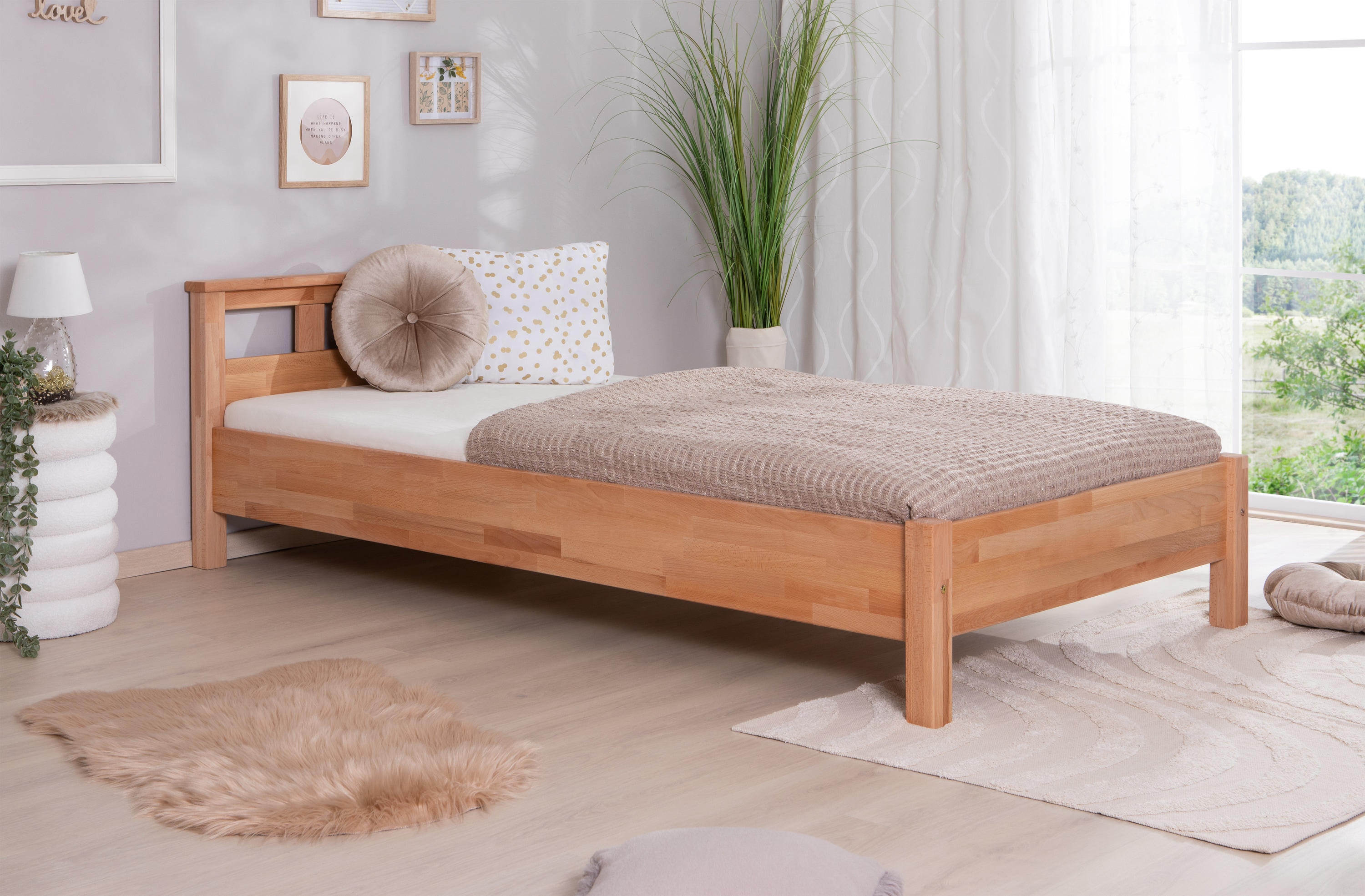 TiCAA Einzelbett und Doppelbett "Merci" Buche Bio-Ge&ouml;lt 