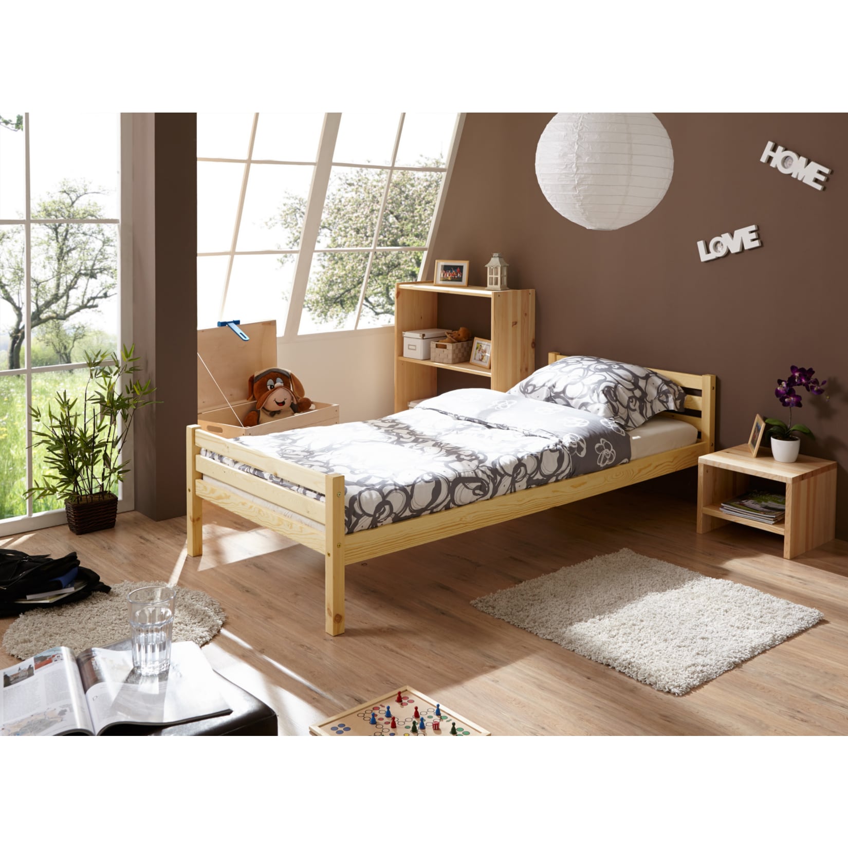 TiCAA Einzelbett "Nadine" Kiefer massiv Natur 