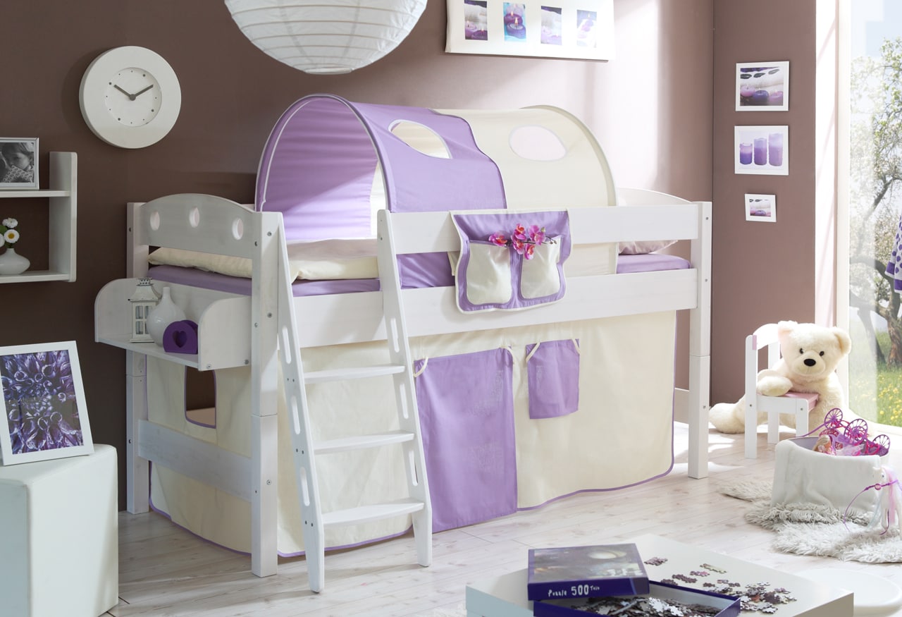 TiCAA Hochbett "Kenny R" Kiefer Wei&szlig; Classic 