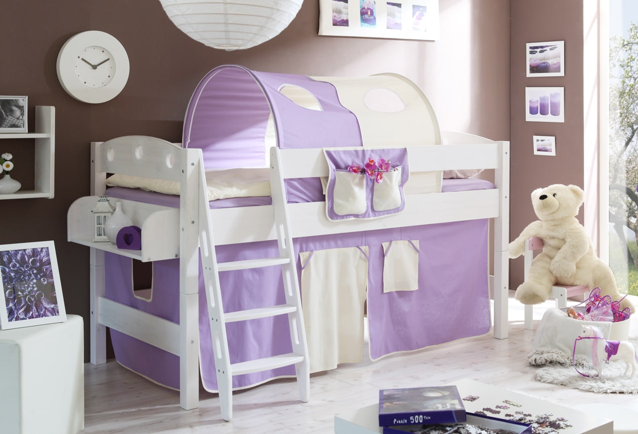 TiCAA Hochbett "Kenny R" Kiefer Wei&szlig; Classic 