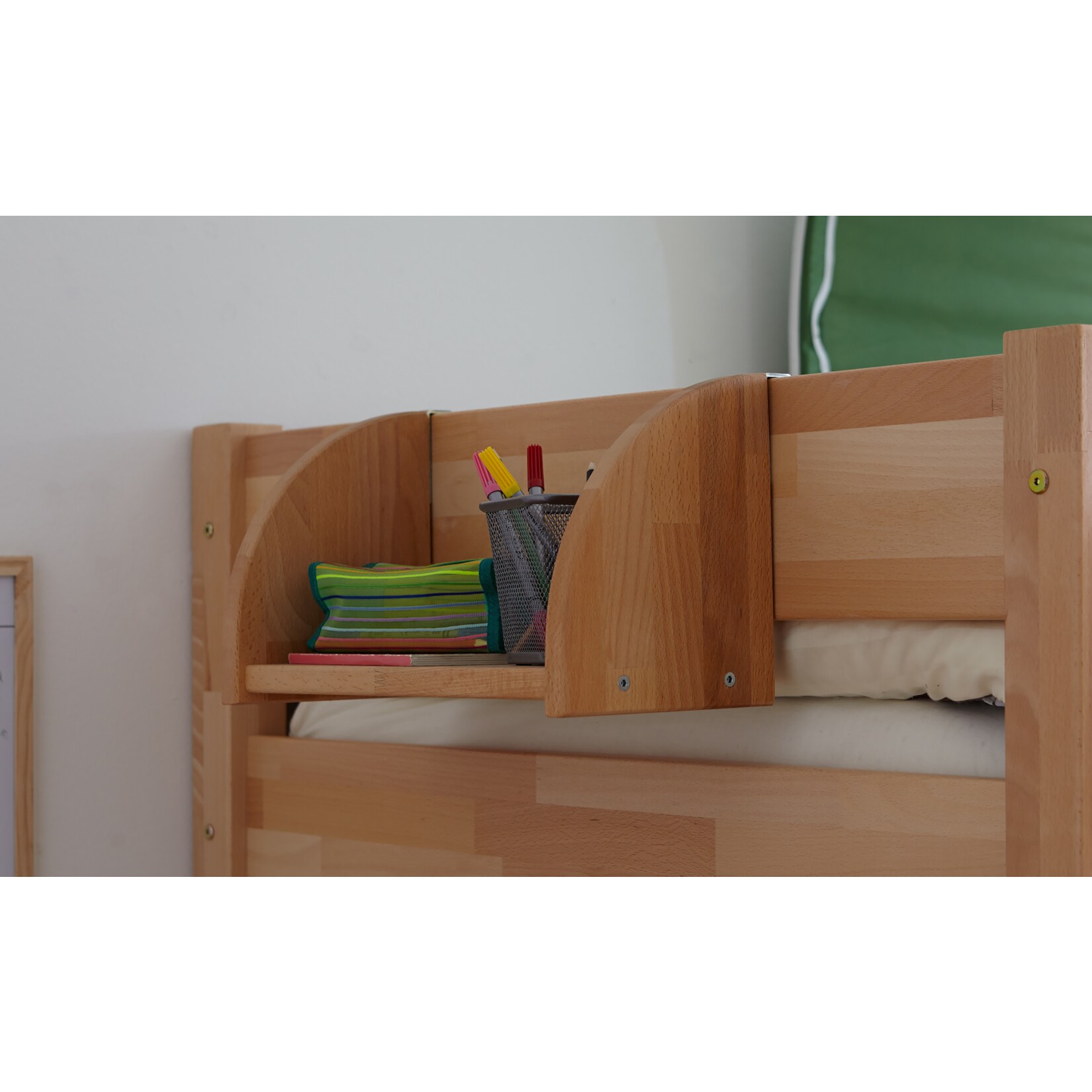 TiCAA Einh&auml;ngeregal Hochbett und Etagenbett Buche Bio Ge&ouml;lt 