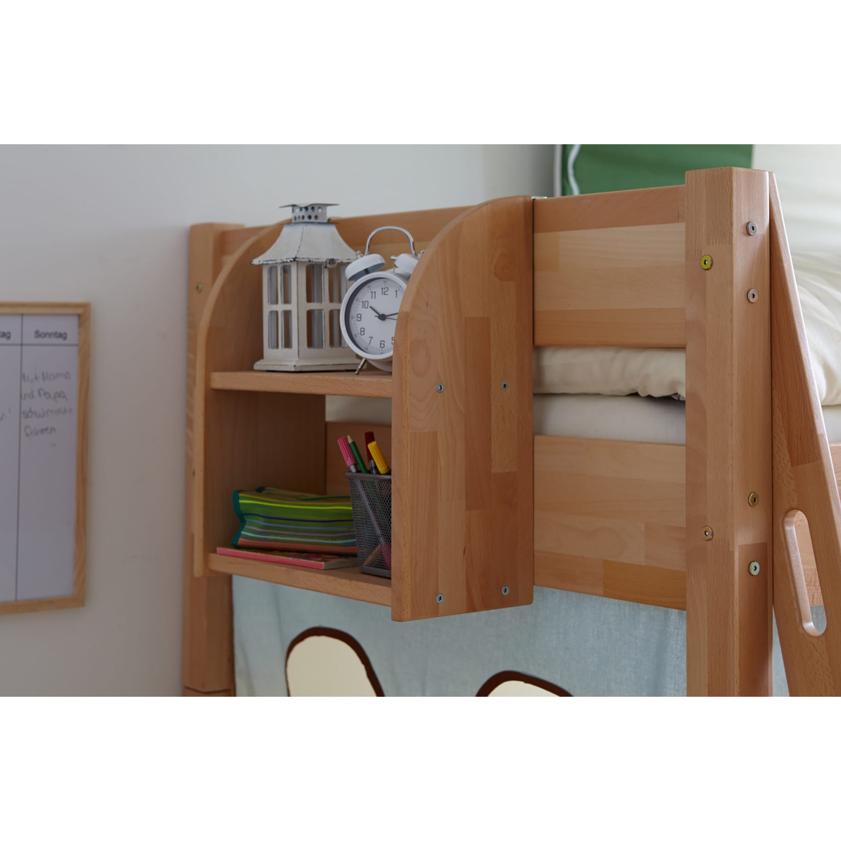 TiCAA Einhängeregal Hochbett und Etagenbett Buche mit geölter Oberfläche