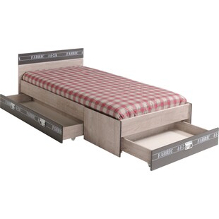 Parisot Einzelbett mit drei Schubkästen "Fabric" Esche-grau 