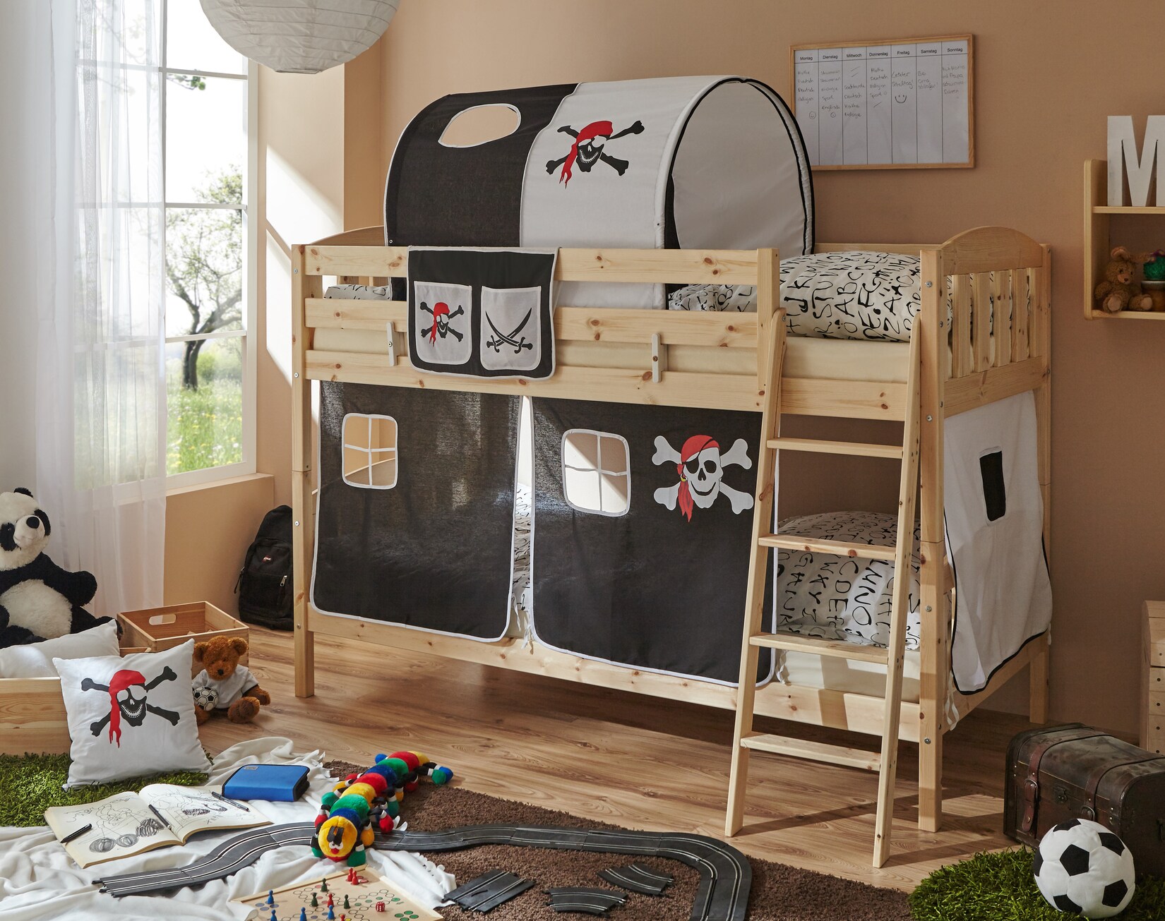 TiCAA Etagenbett Erni Country-V Kiefer Natur Motiv