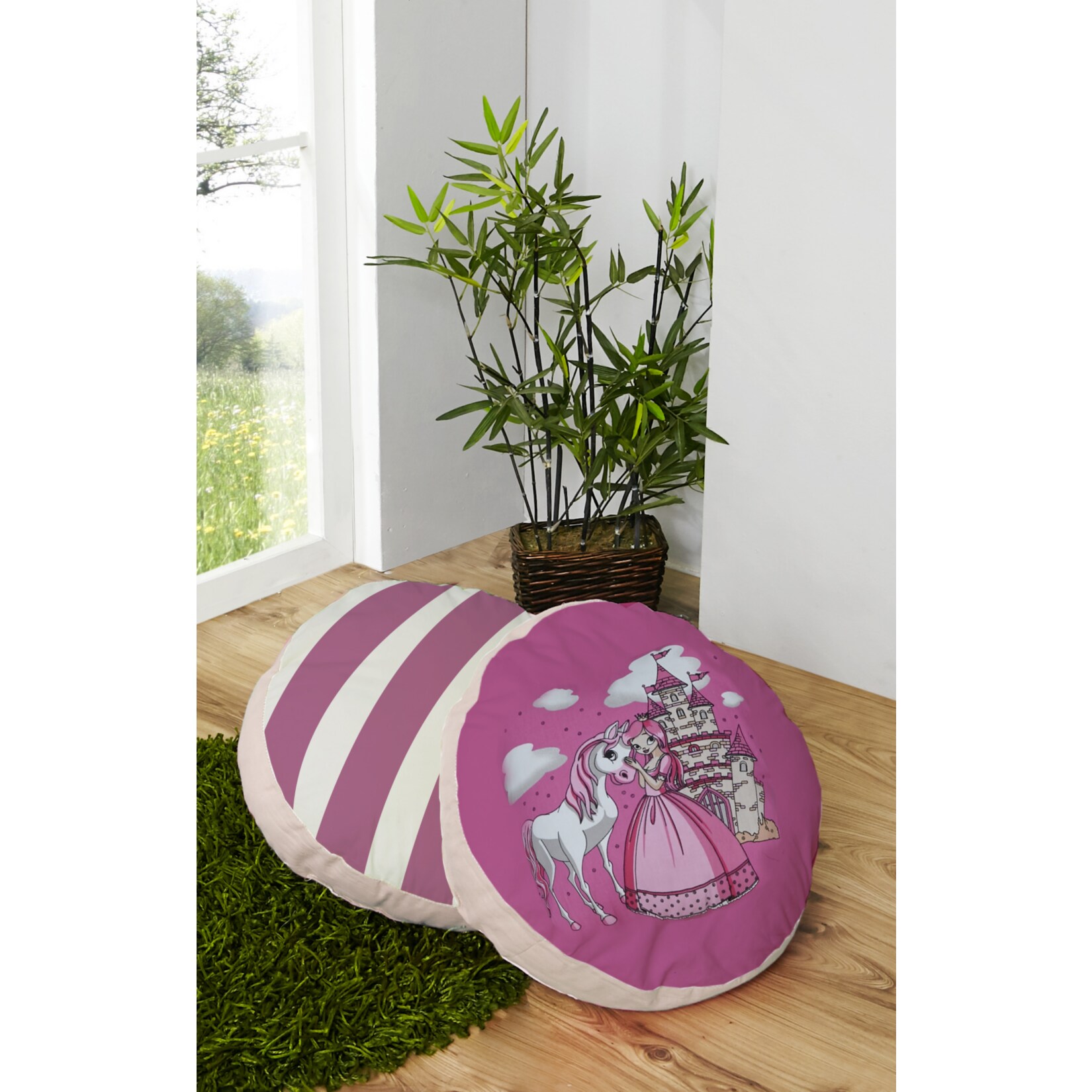 TiCAA Rundes Kissen-Set f&uuml;r Kinderzimmer 2-teilig 