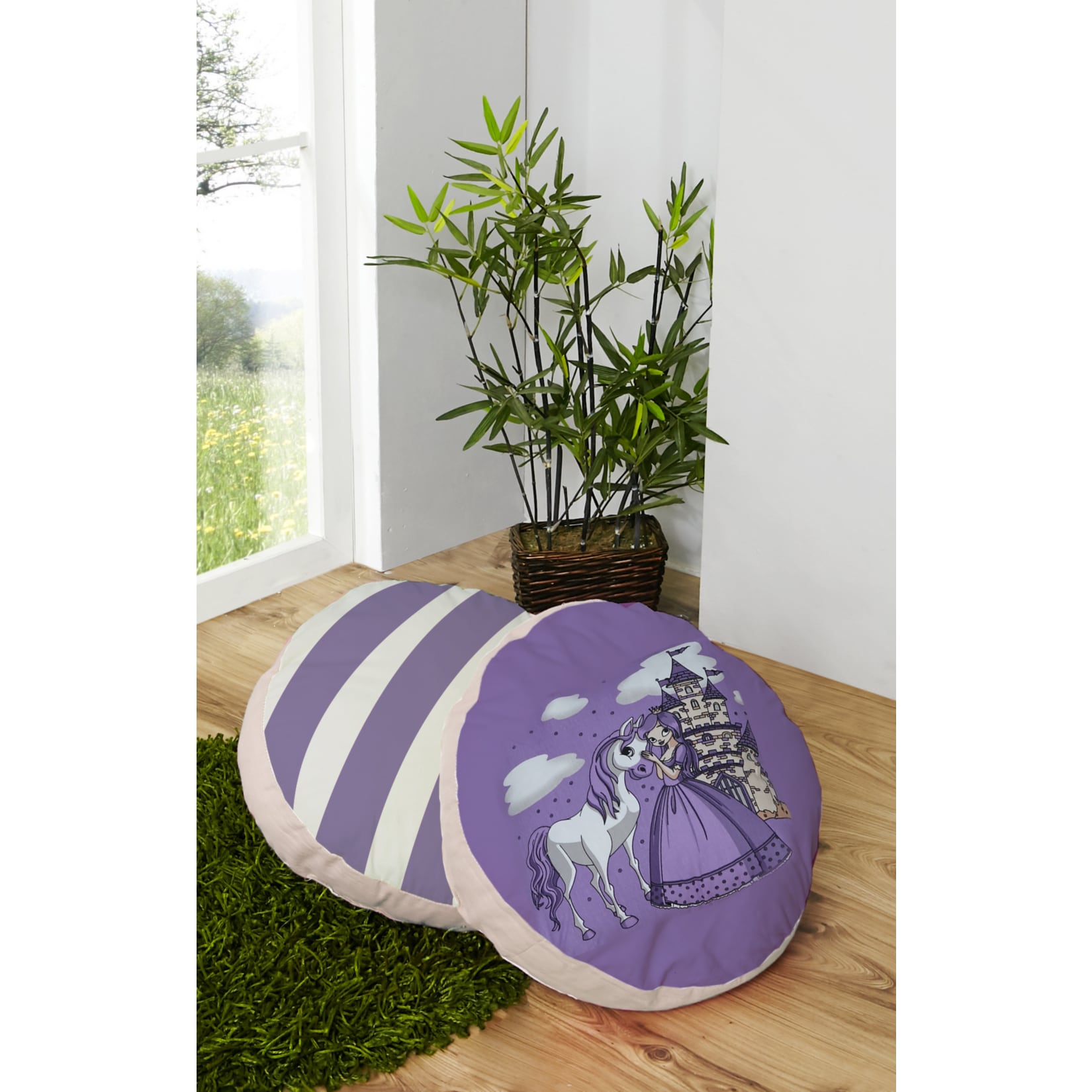 TiCAA Rundes Kissen-Set f&uuml;r Kinderzimmer 2-teilig 