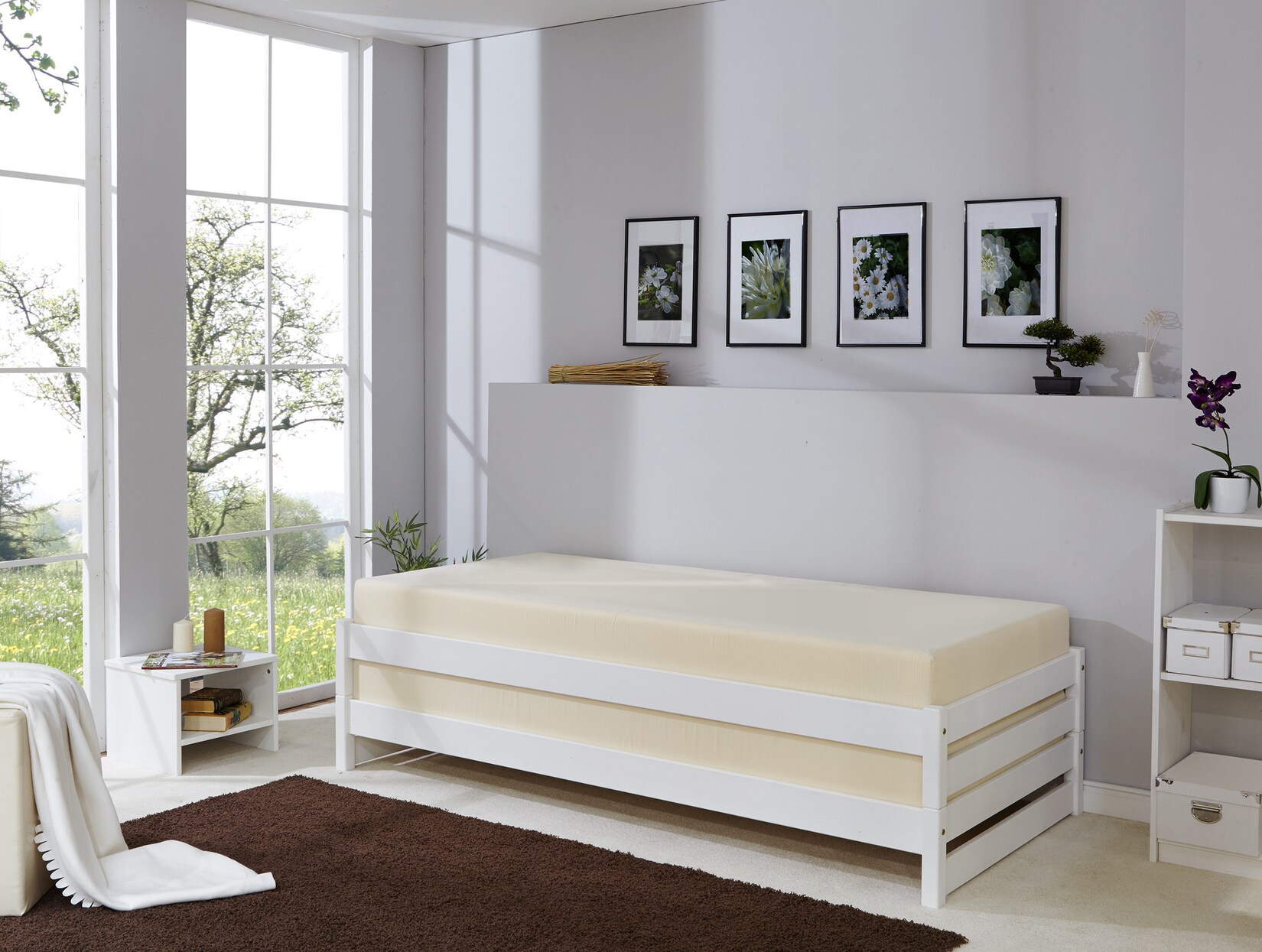 TiCAA TiCAA Massivholz Stapelliege, Stapelbett, Einzelbett, Gästebett Kiefer 90x200