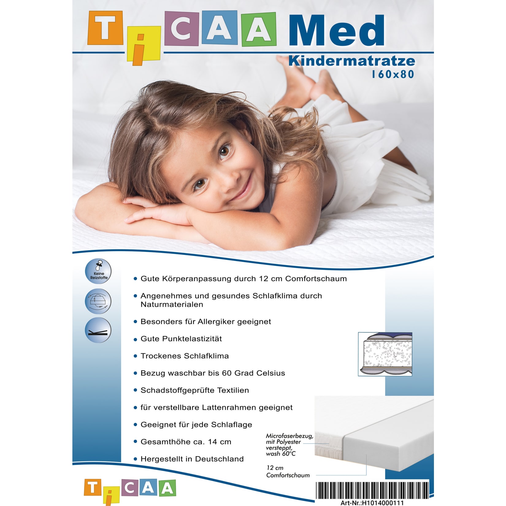 TiCAA Kindermatratze MedAllergen 80x160 