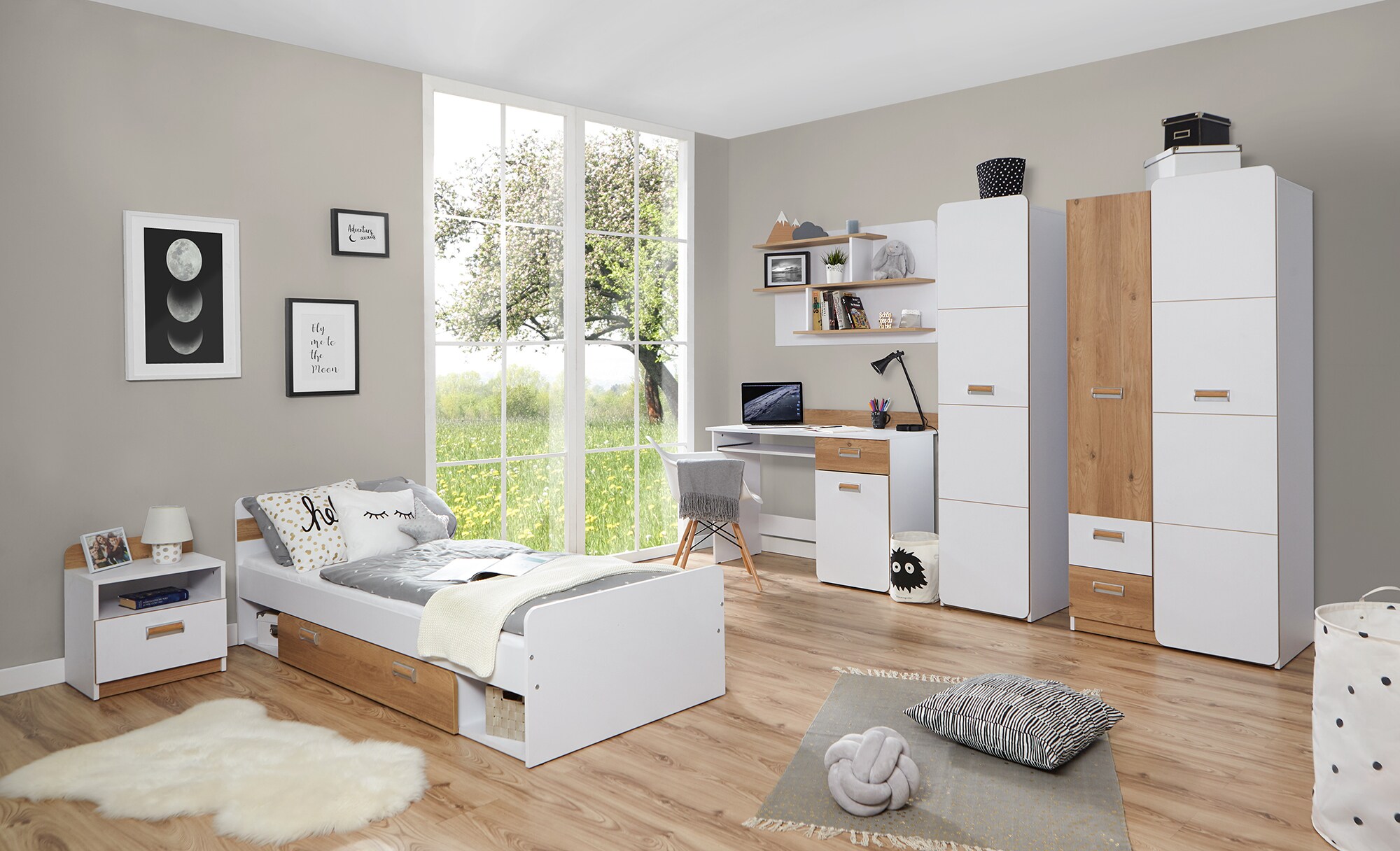 TiCAA Jugendzimmer Lori 6-teilig wei&szlig; 