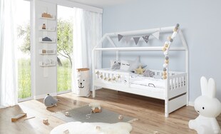 TiCAA Hausbett "Traumhaus" Kiefer Weiß 