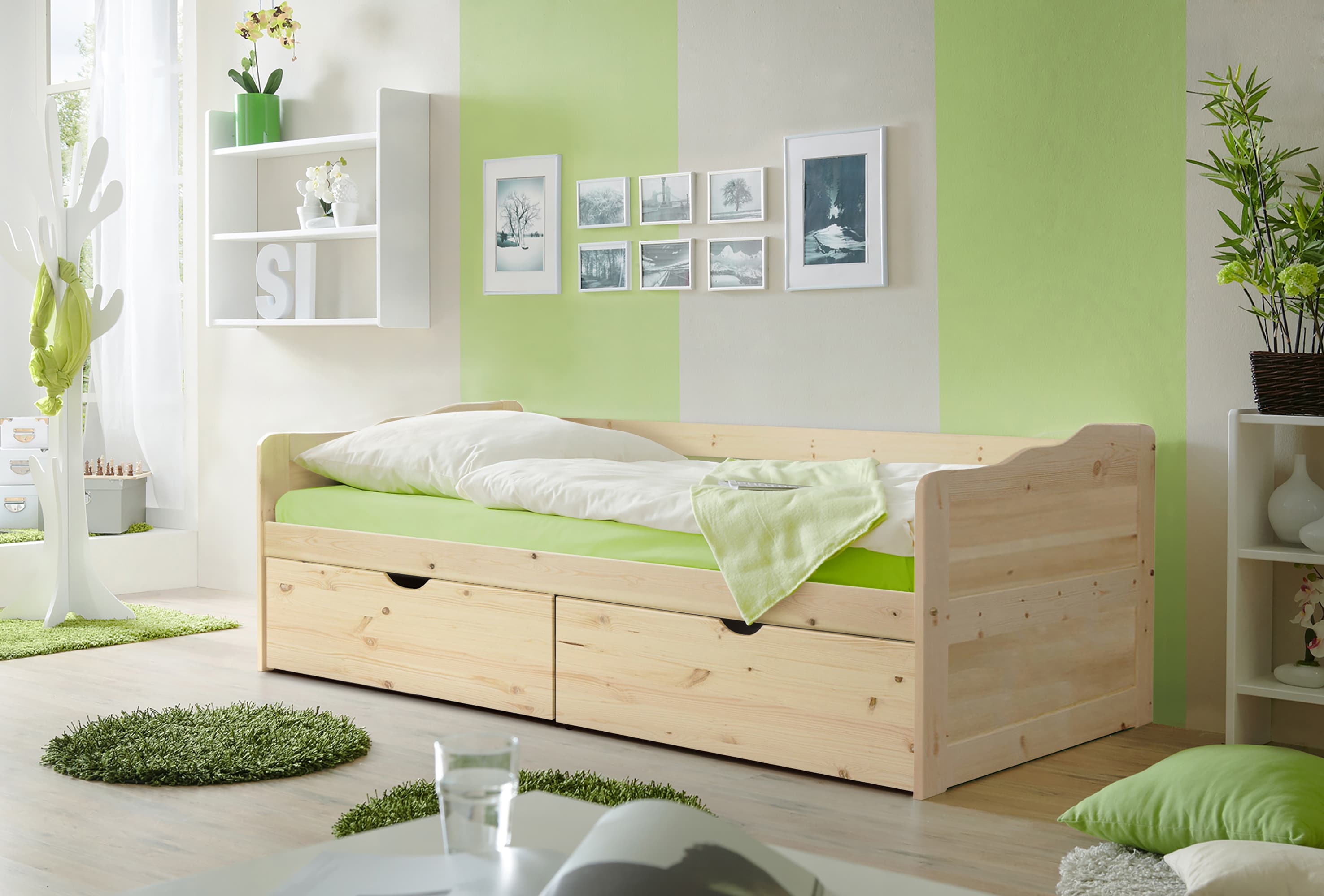 TiCAA Sofabett Funktionsbett G&auml;stebett Melanie Kiefer Natur 