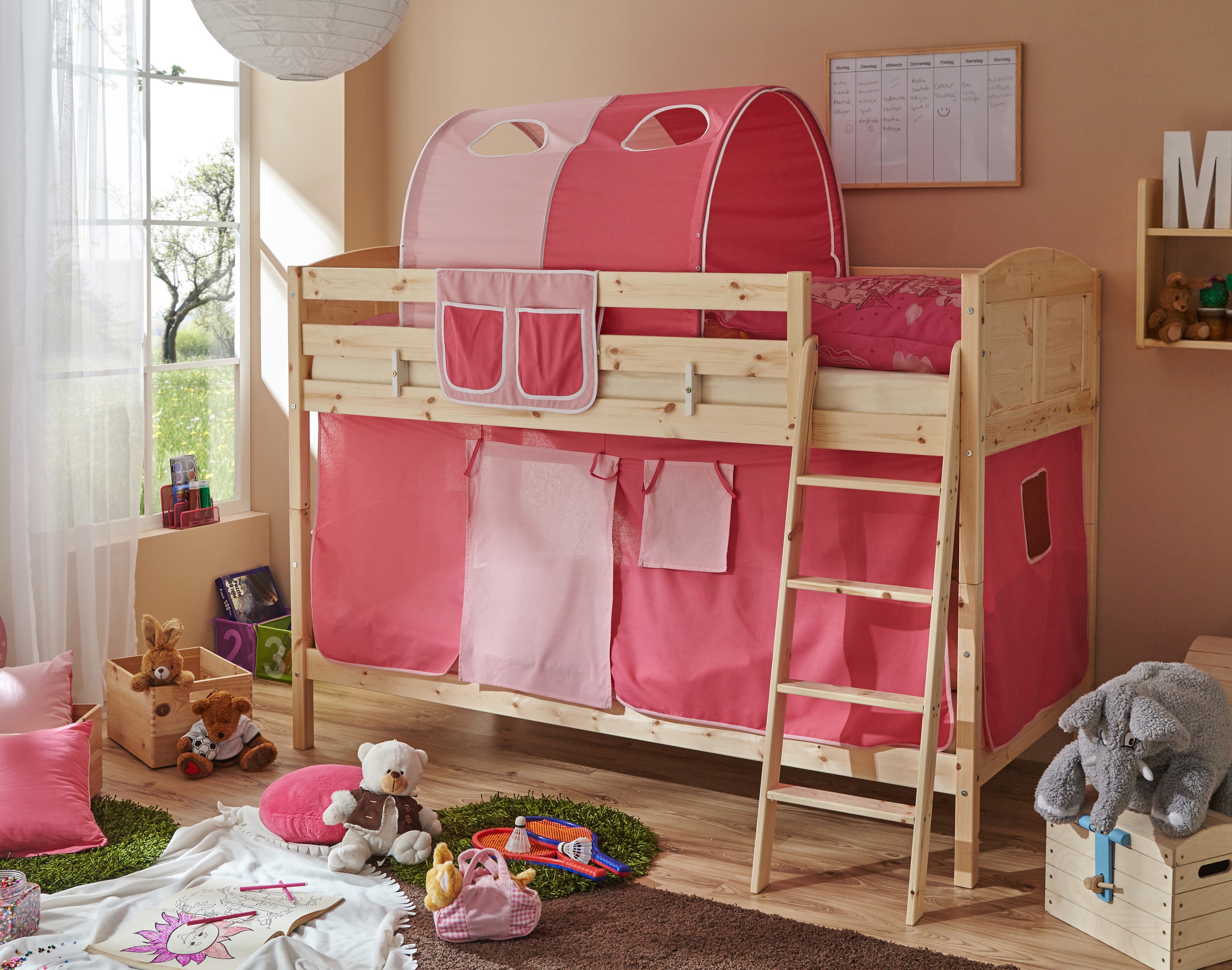 TiCAA Etagenbett Erni Country Kiefer Natur 