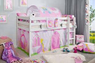 TiCAA Hochbett "Prinzessin Liora" inkl. Zubehör Kiefer weiß 