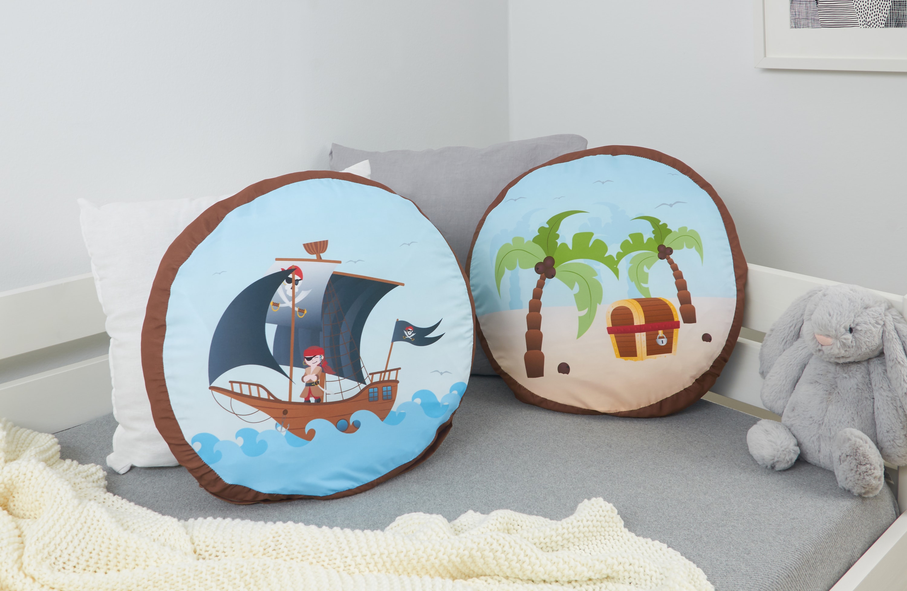 TiCAA Kinder Rundkissen-Set "Pirat Luan" 